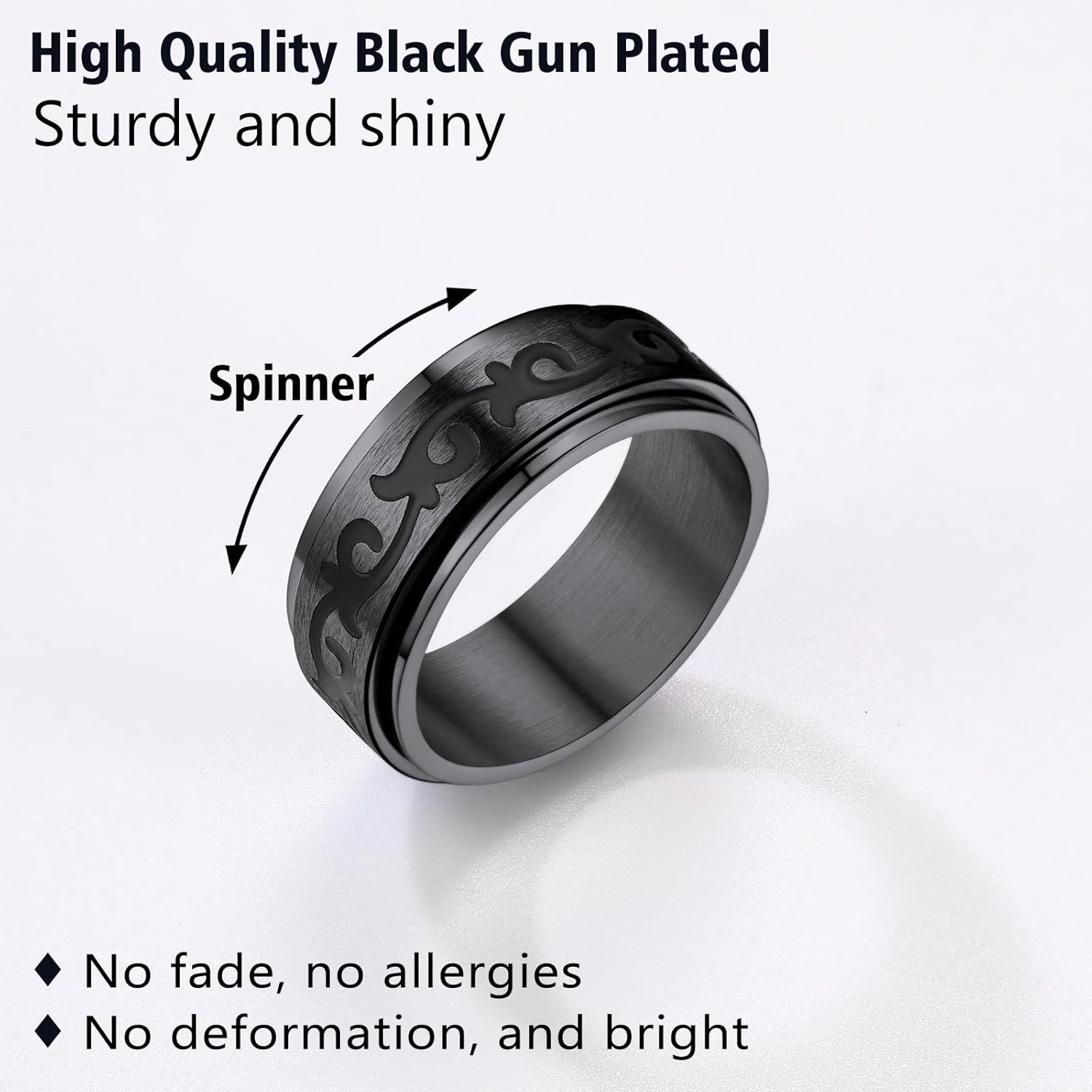 Rattan Pattern Spinner Band Rings