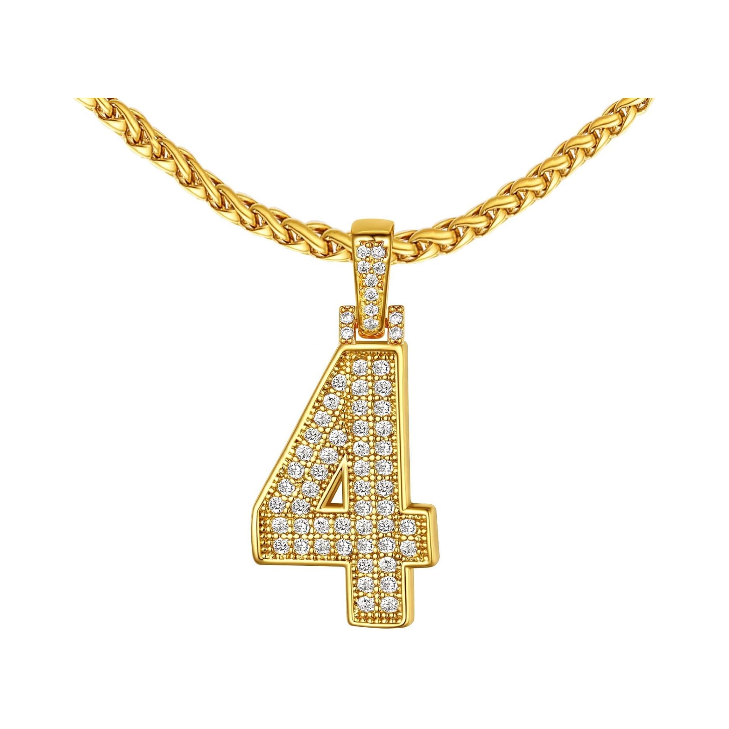 18K Gold Plated Zirconia Number Chain Necklaces