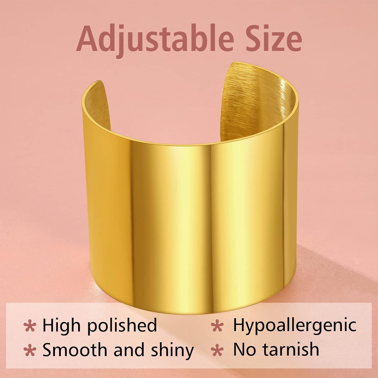 18K Gold Plated Wide Cuff Bracelet