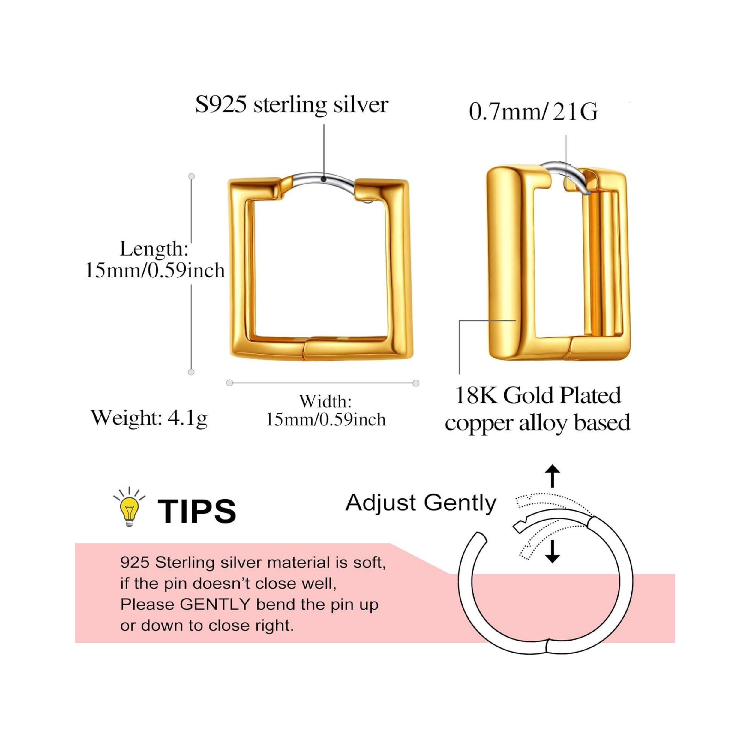Hollow Small Square Huggie Hoop Earrings
