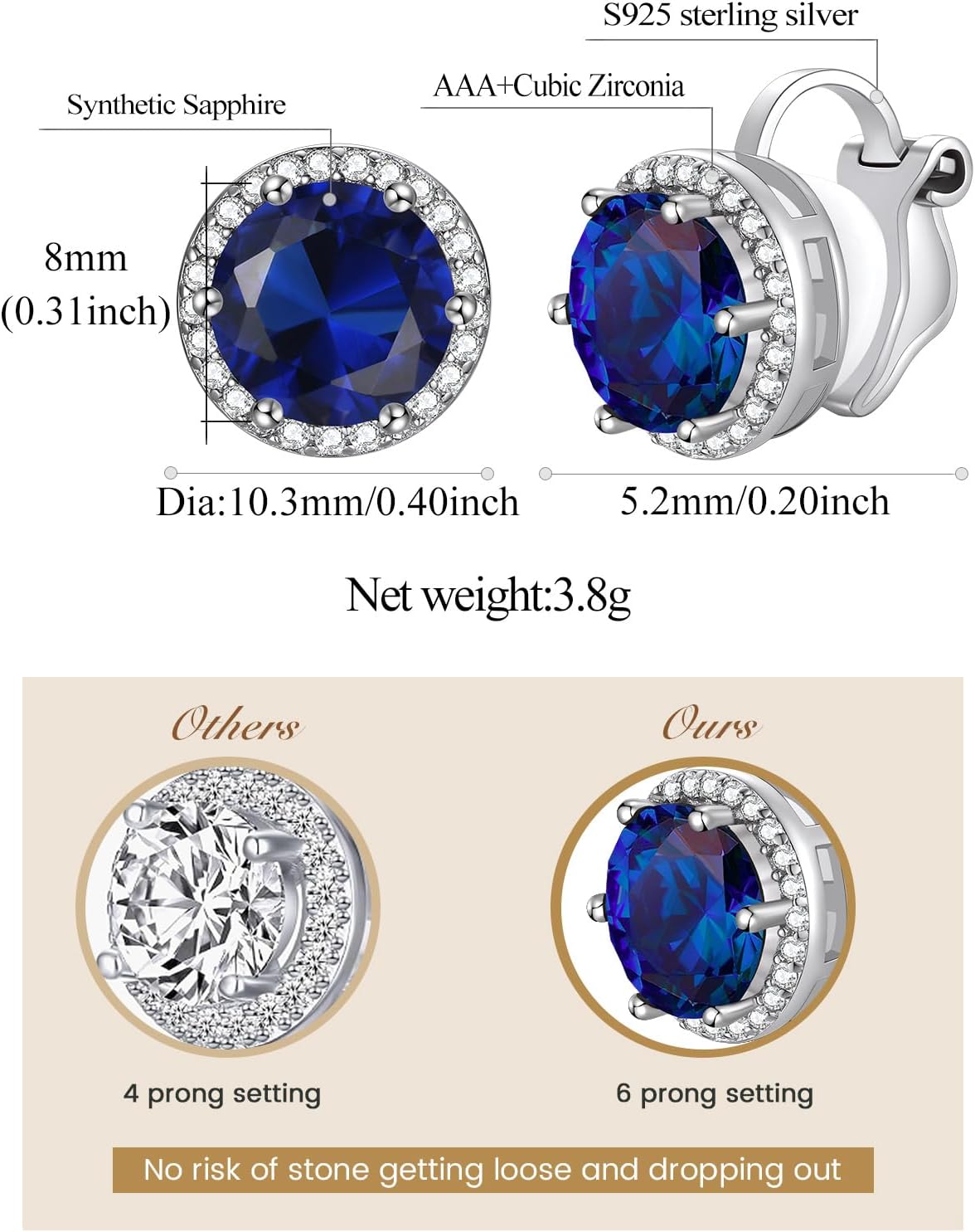 Clip on Round Birthstone Stud Earrings