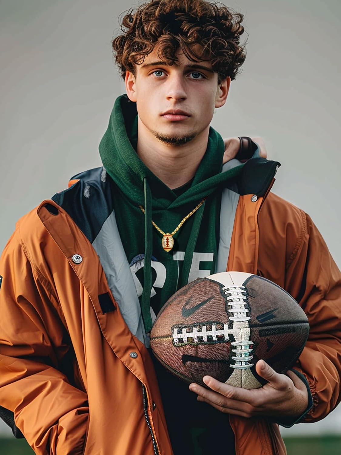 Rugby Ball Gold Ball Pendant Necklace