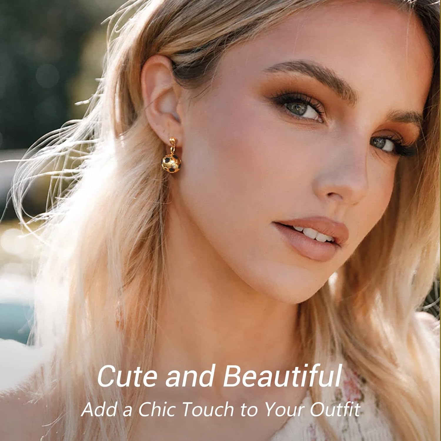 3D Soccer Ball Charms Dangle  Earrings