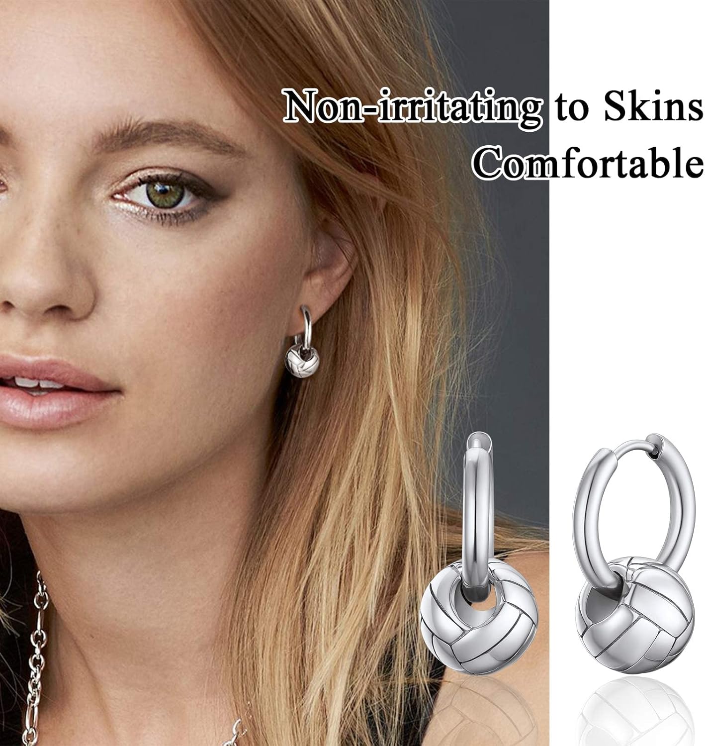 Volleyball Huggie Hoop Earrings