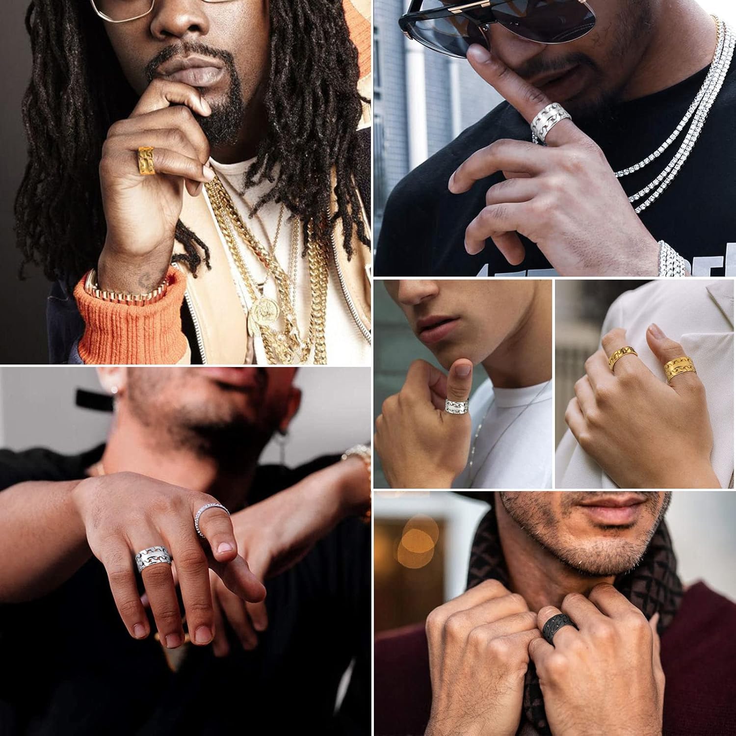 11.5 mm Steel Cuban Thin Link Style Promise Rings