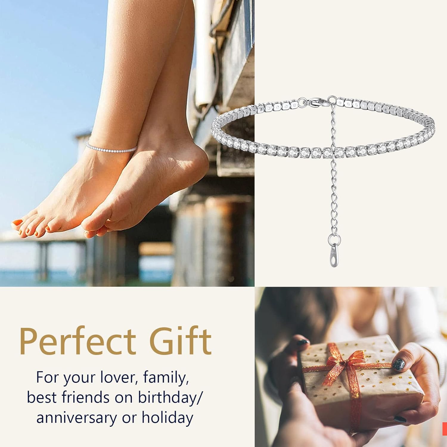 Sparkling Cubic Zirconia Diamond Chain Ankle 