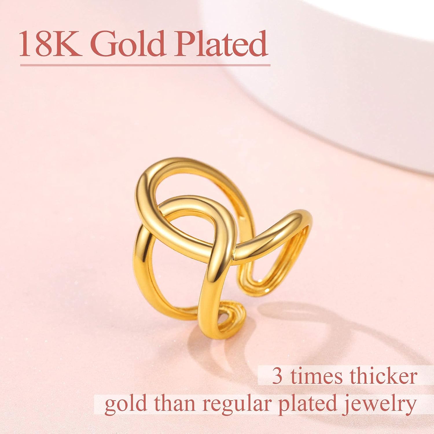 Gold Plated Crossover Stacking Adjustable Rings