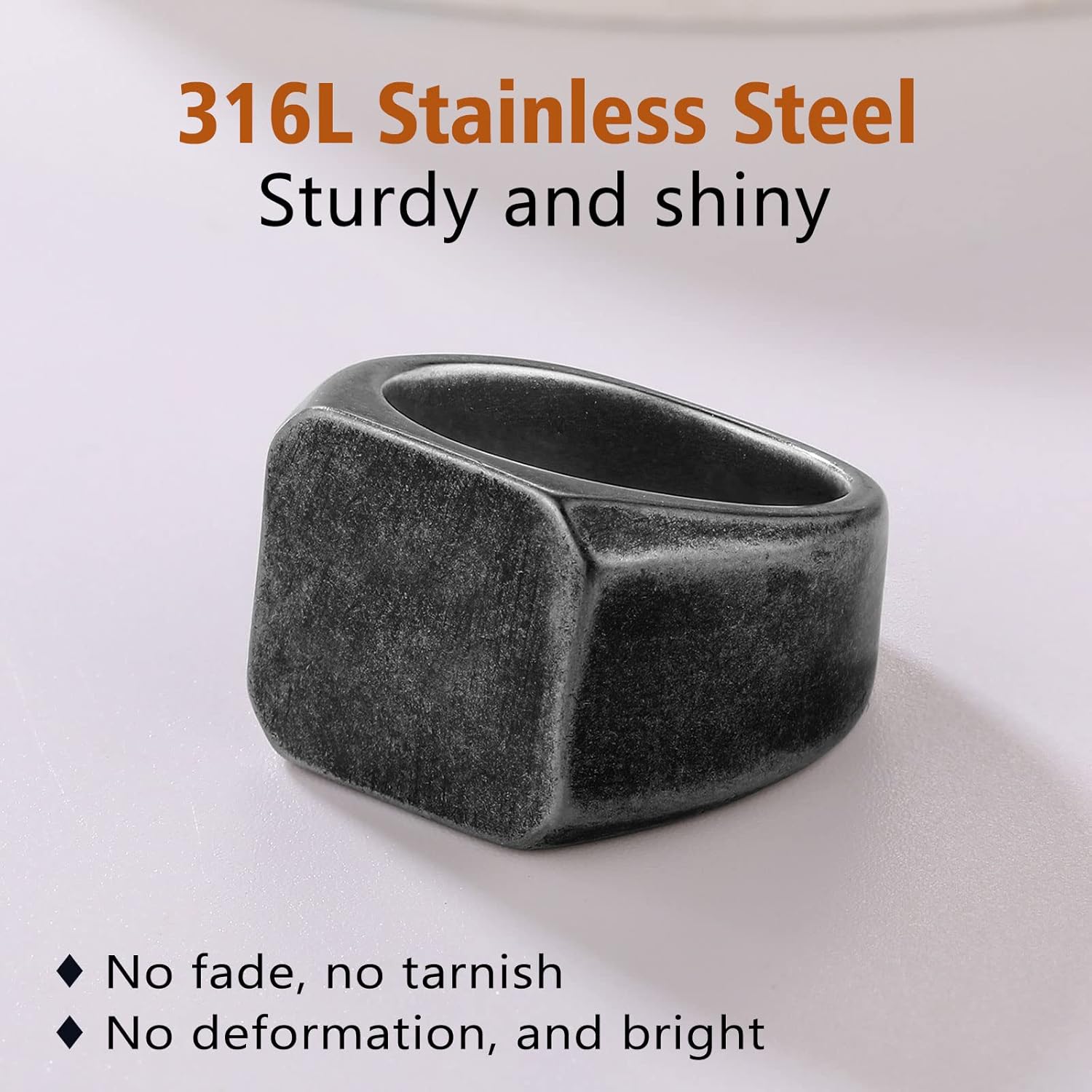 Chunky Seamless Biker Vintage Square Signet Rings