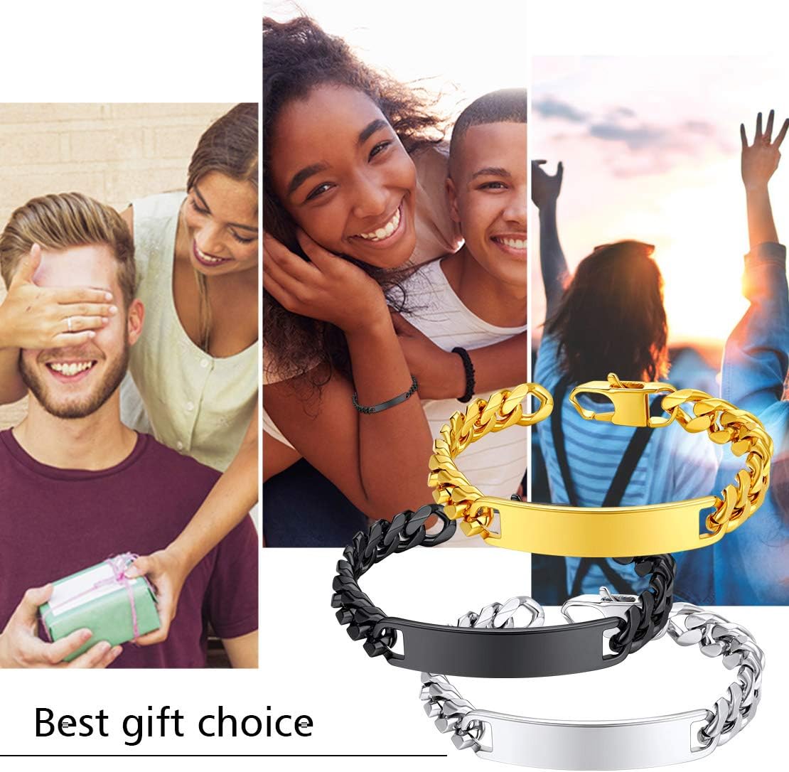 10mm Cuban Link Chain Name Bar ID Bracelets