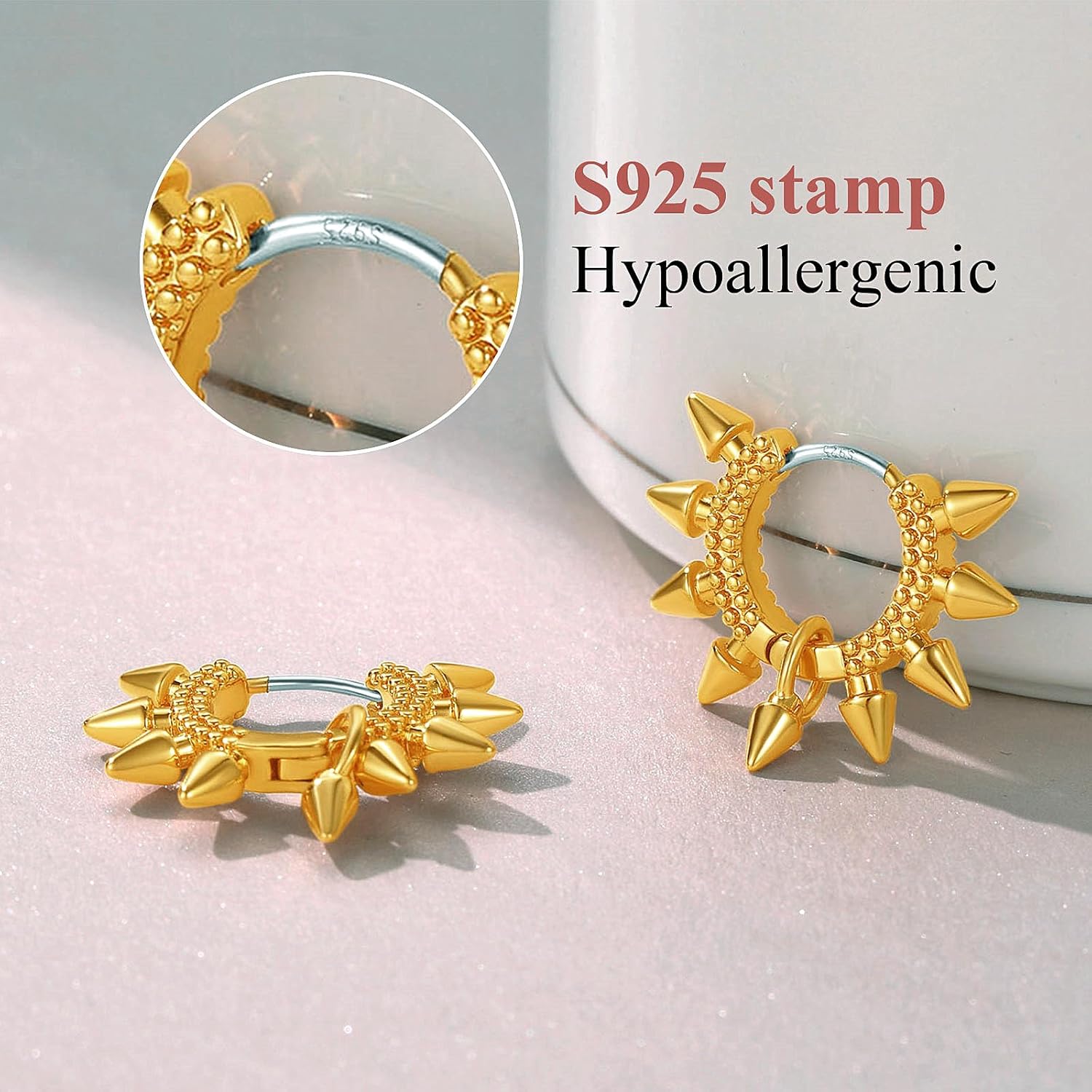 Awl Shaped Huggie Hoop Studs Earrings