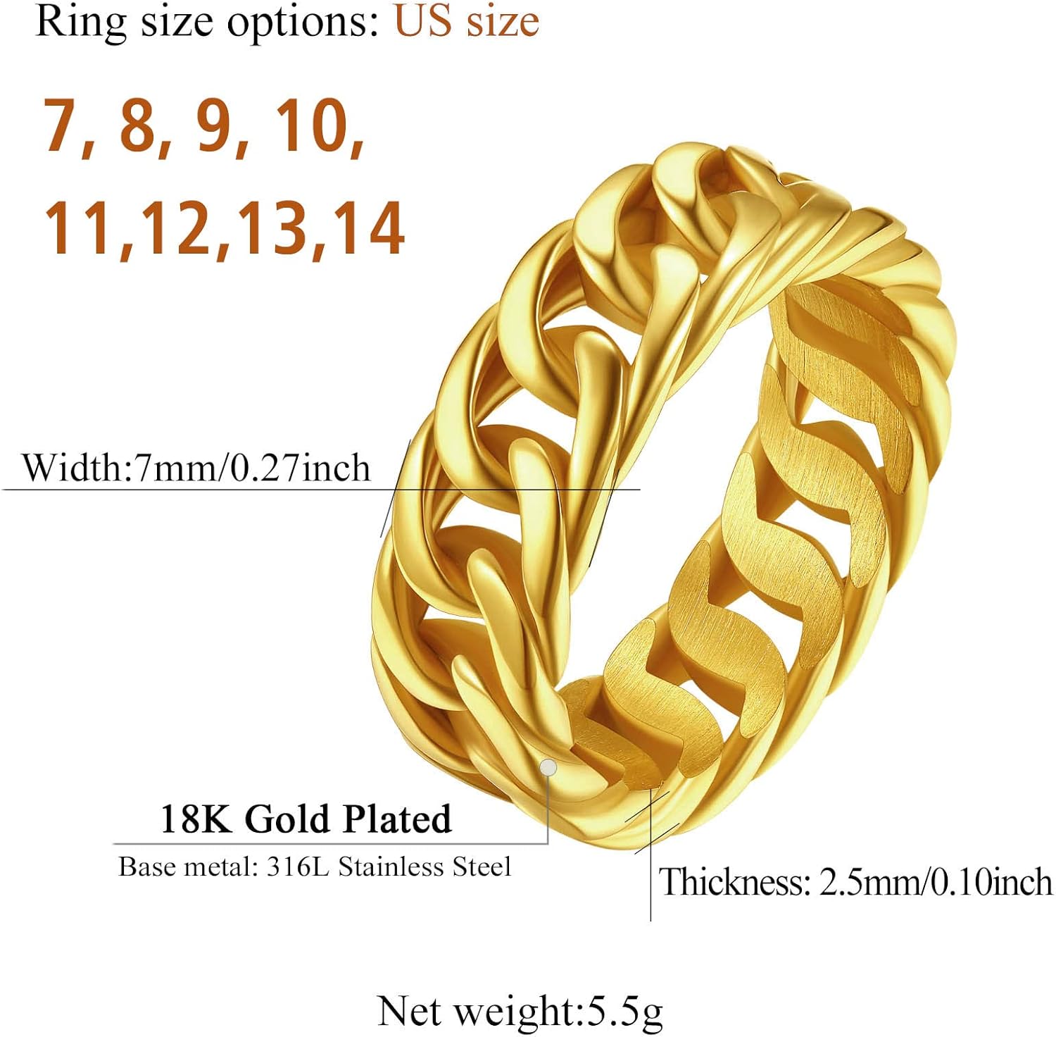 Index Middle Knuckle Finger Hollow Band Statement Chain Rings