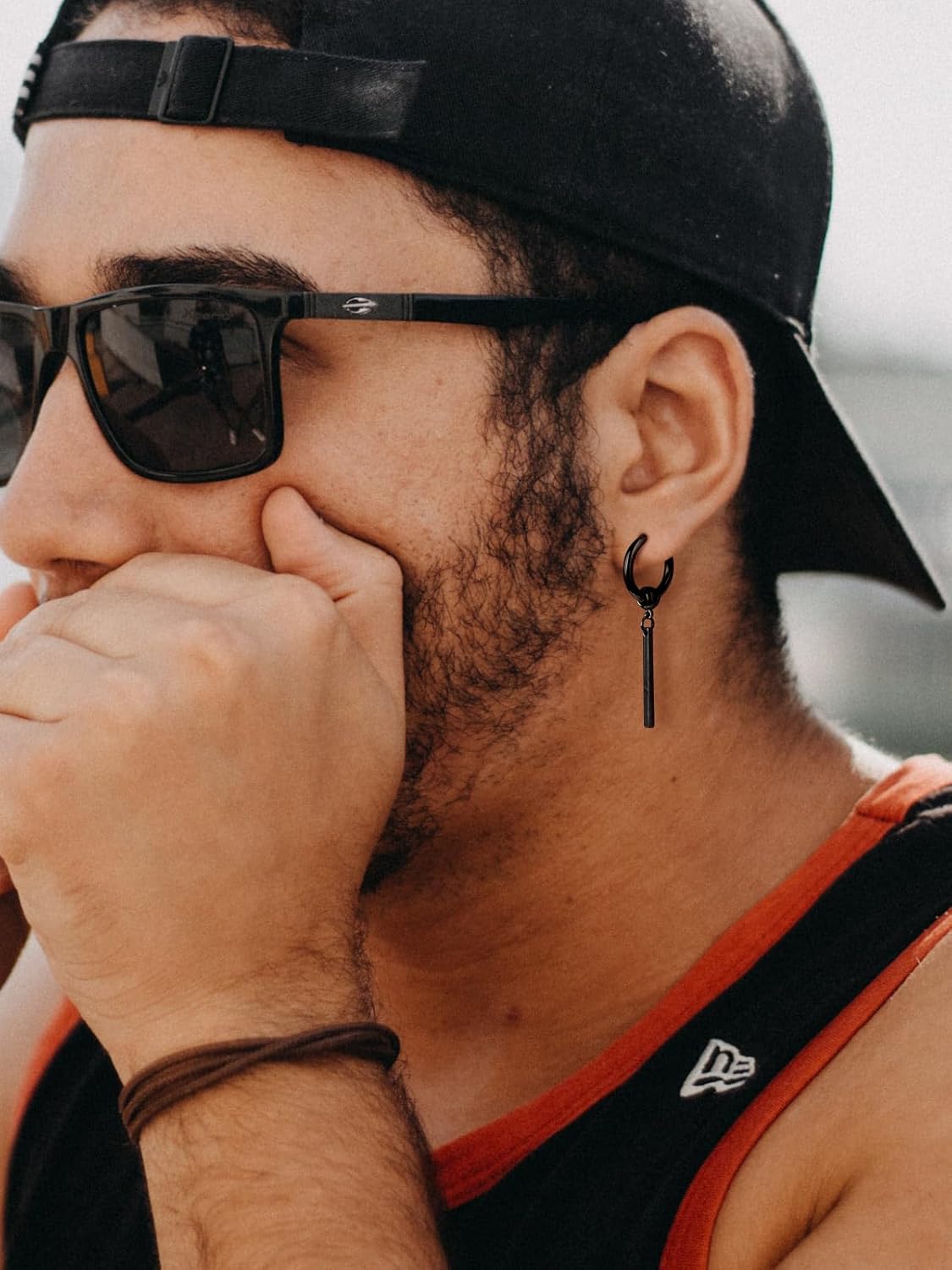 Stick with Hoop Bar Drop Earrings