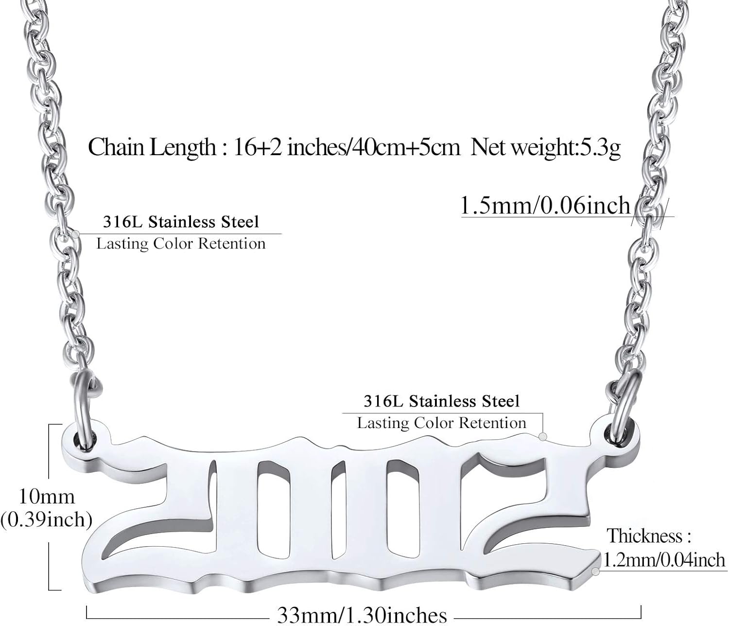 Dainty Angel Birth Year 2002 Necklace