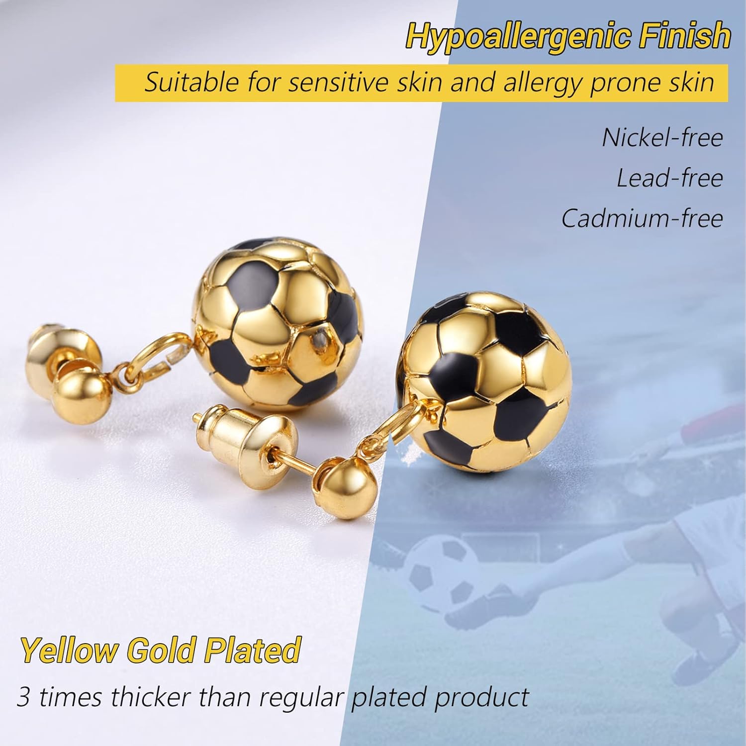 3D Soccer Ball Charms Dangle  Earrings