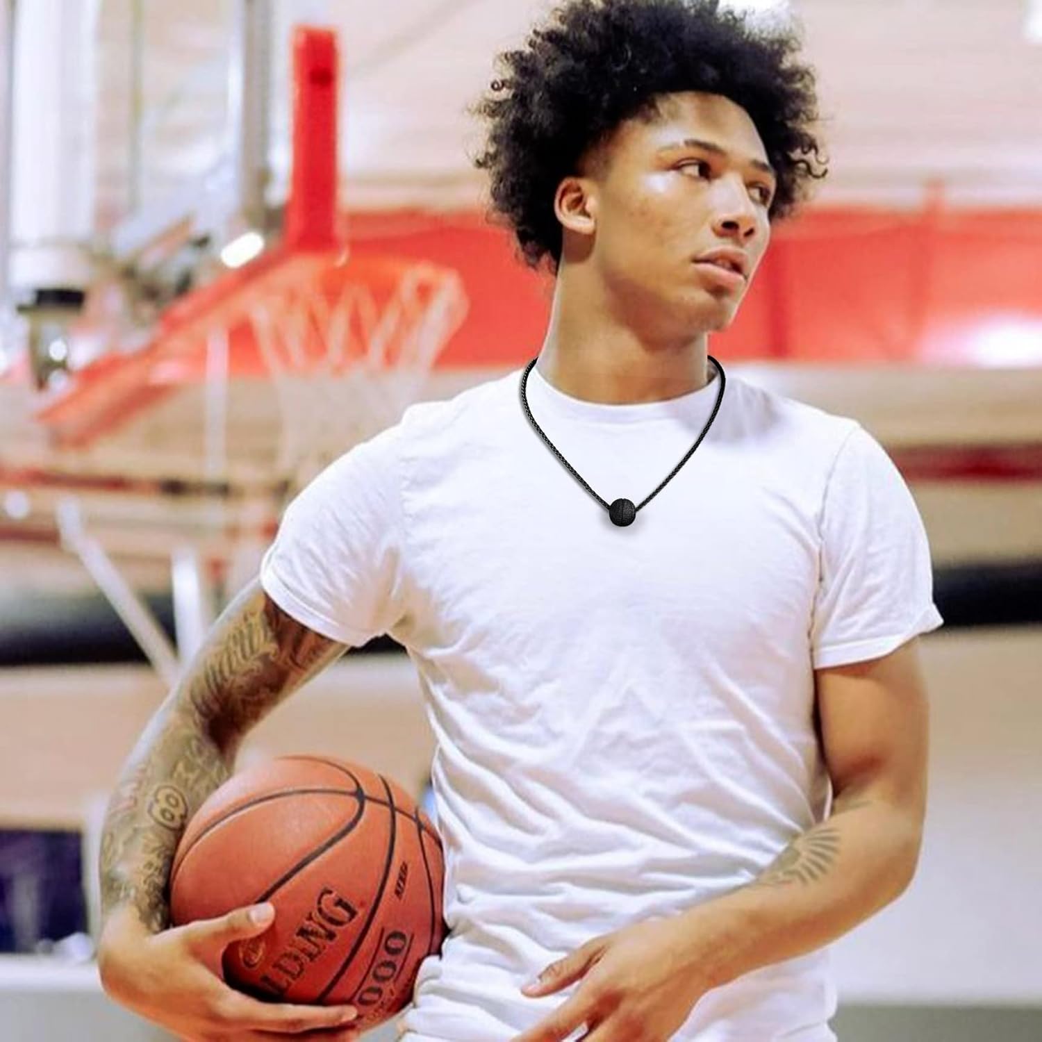 Black Rhodium Plated Basketball Necklace