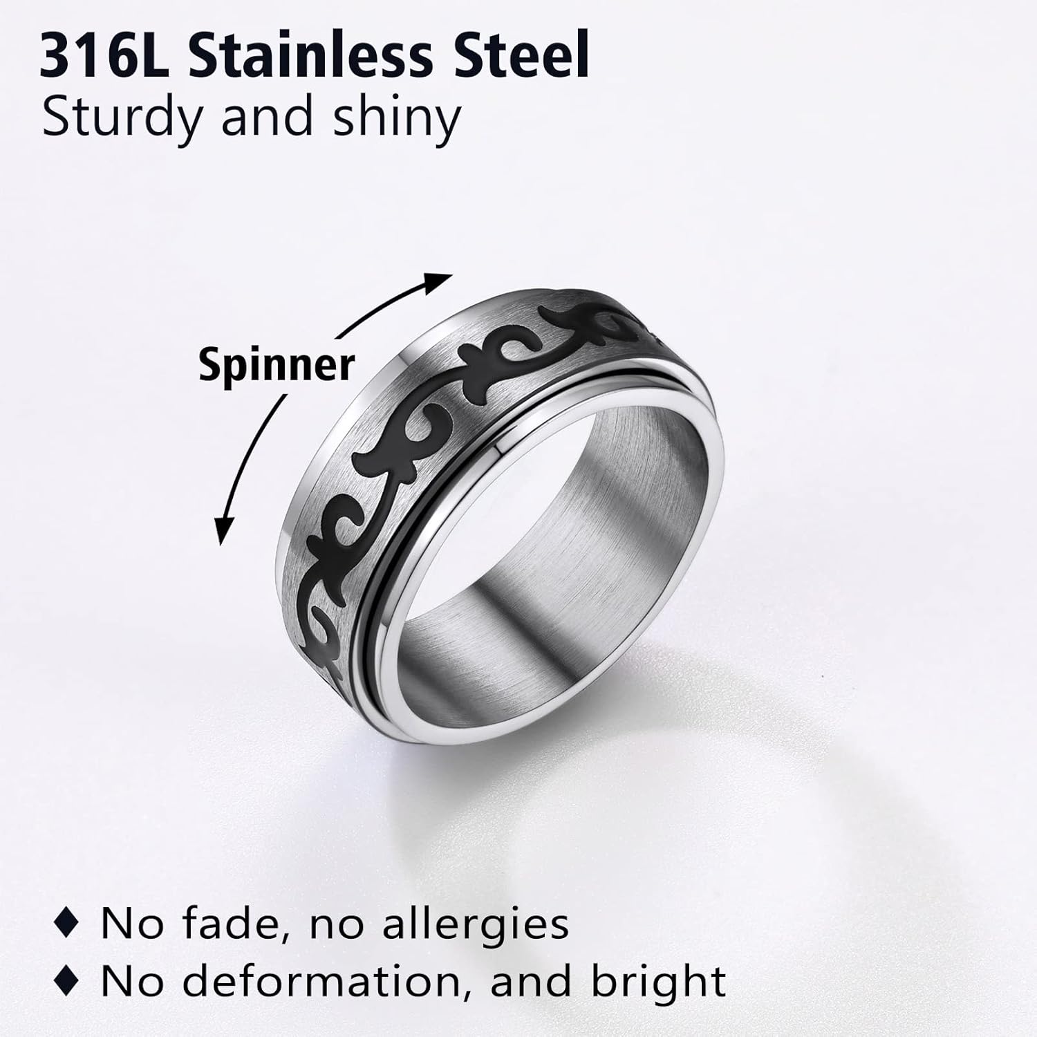 Rattan Pattern Spinner Band Rings