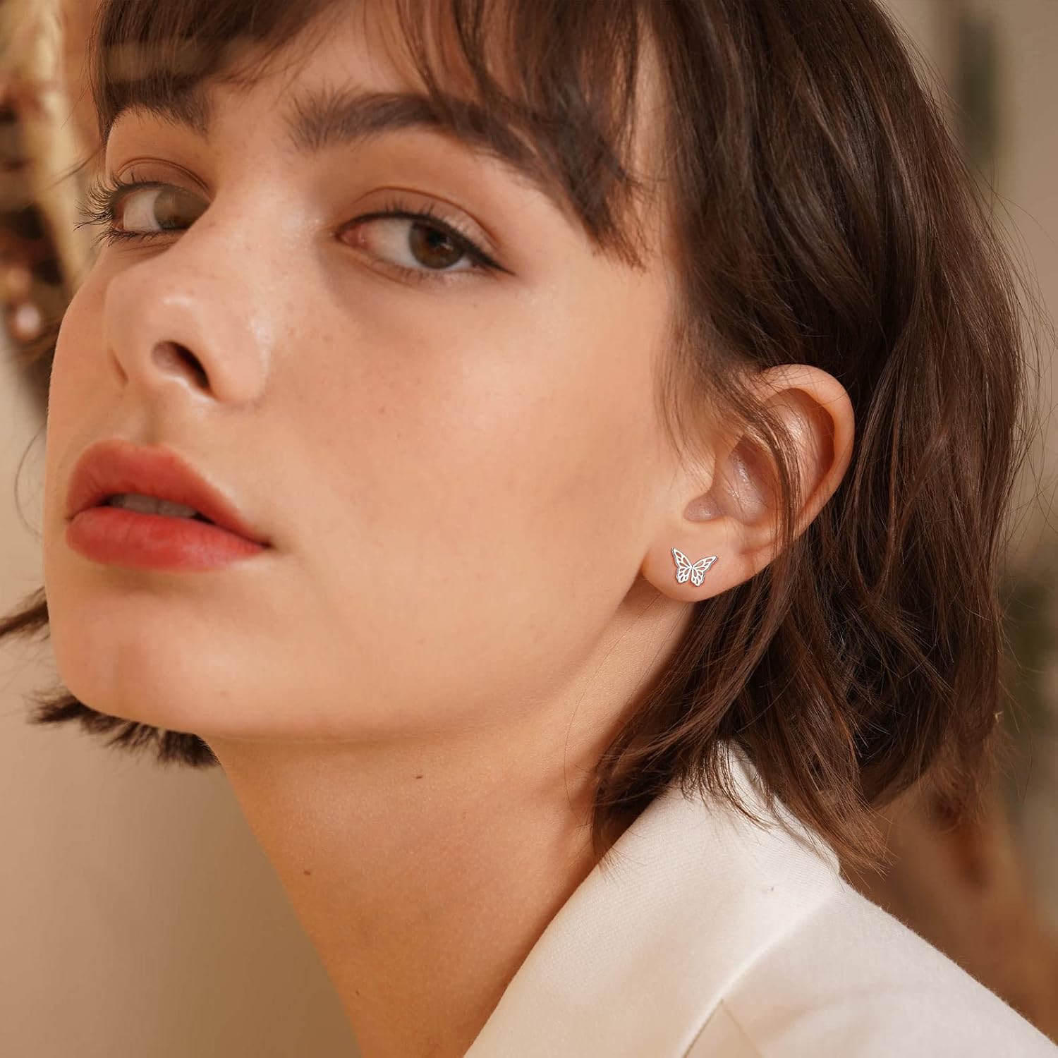 Cute Butterfly Hypoallergenic Pierced Stud Earrings