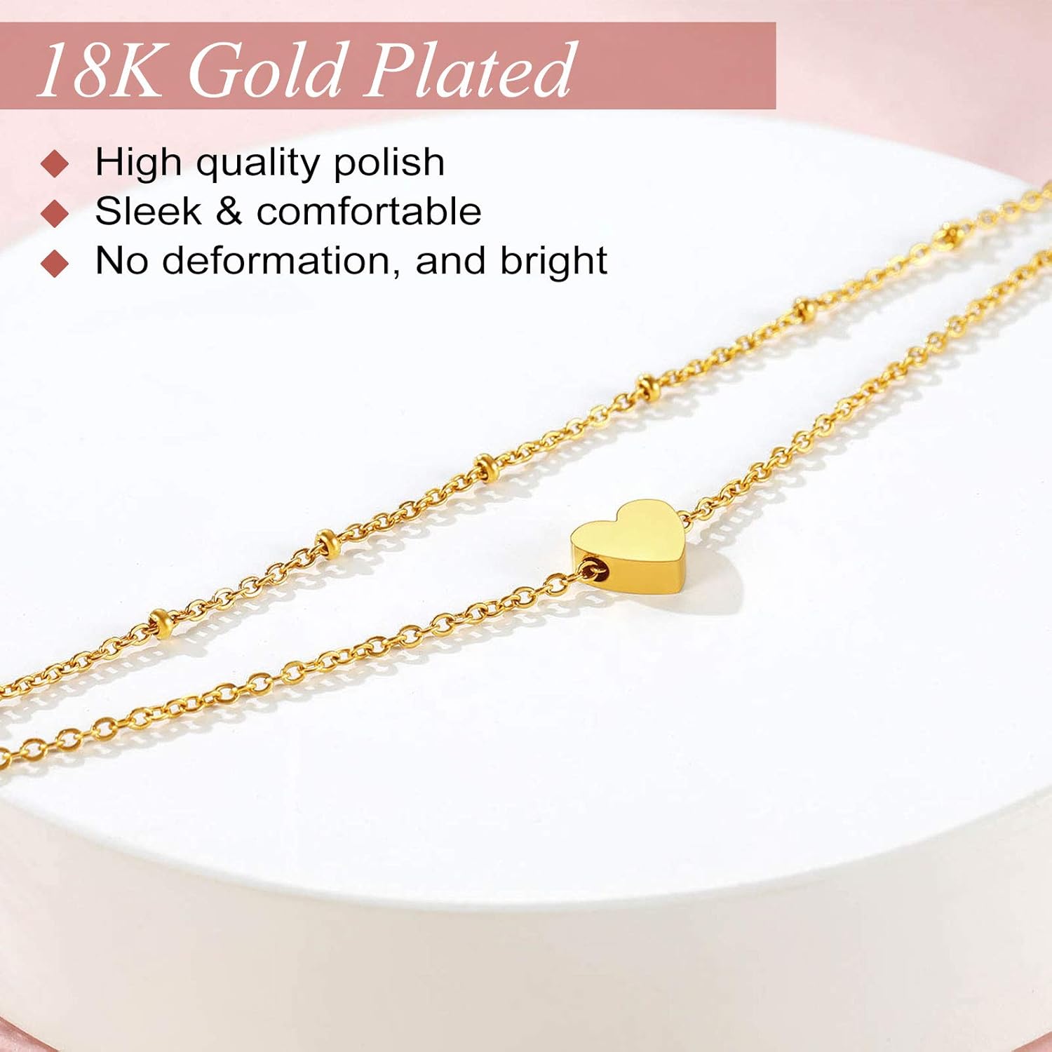 Cute Layered Heart Charm Anklets 