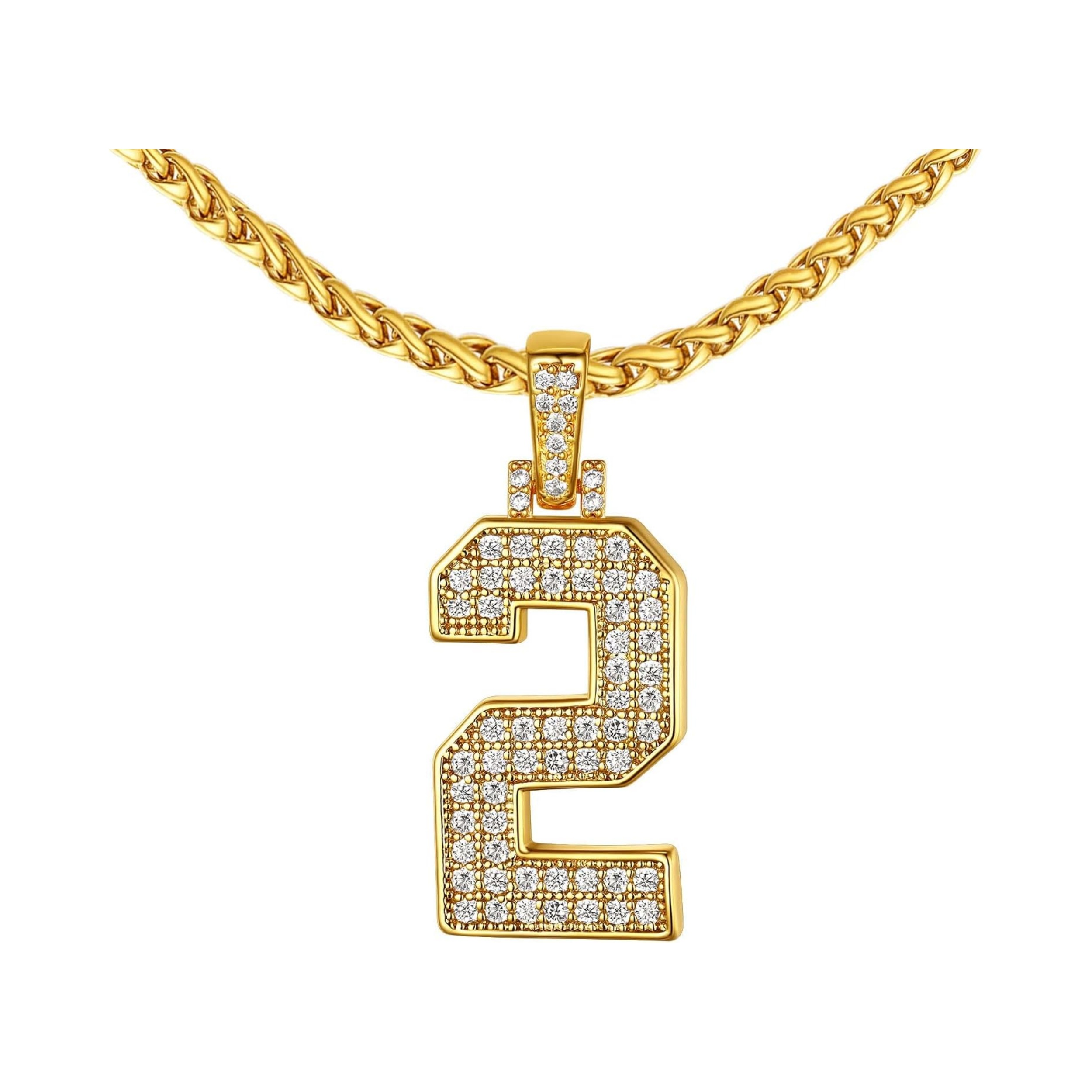 18K Gold Plated Zirconia Number Chain Necklaces