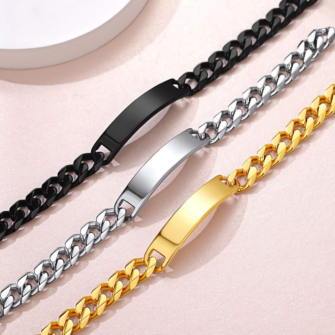 10mm Cuban Link Chain Name Bar ID Bracelets