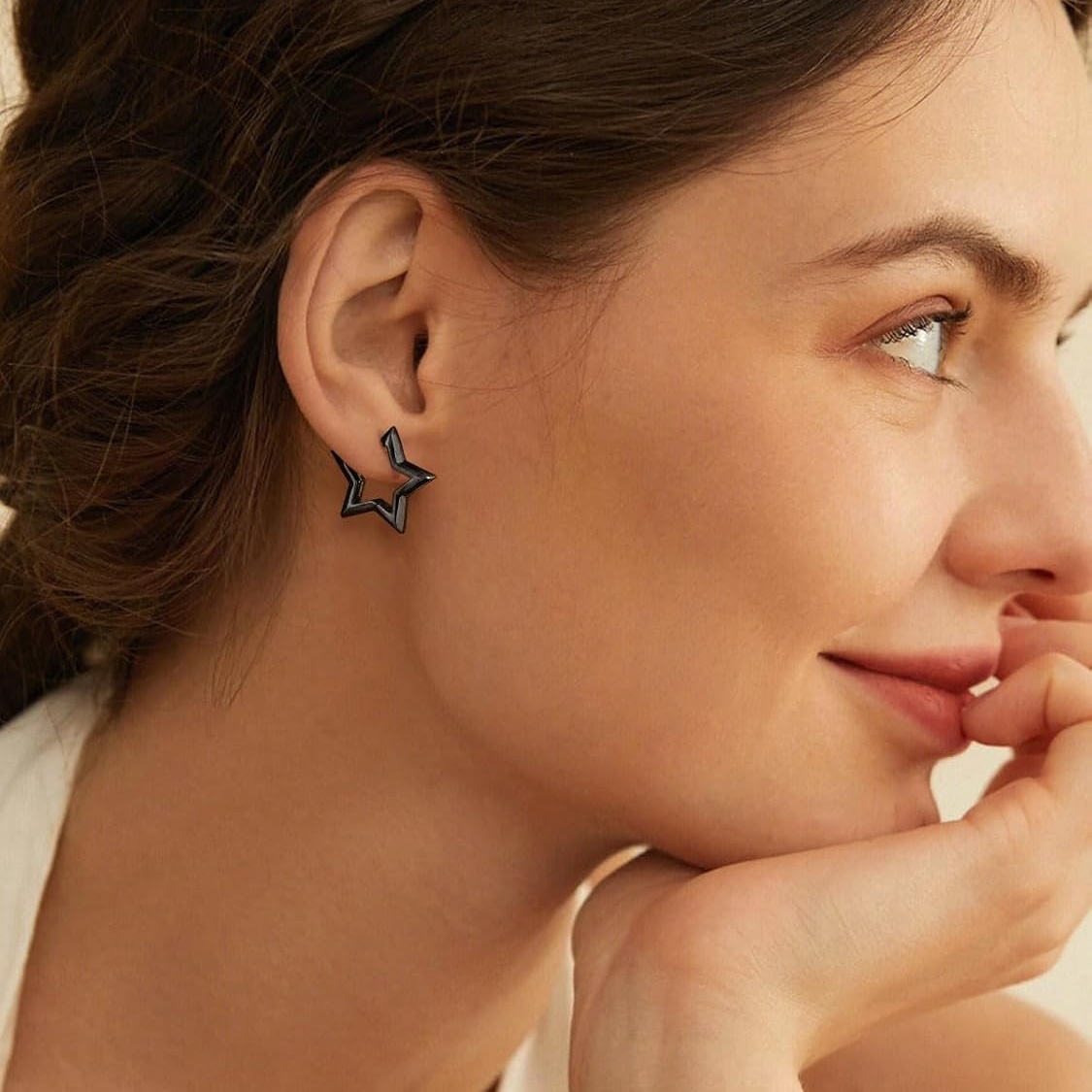 Hollow Star Huggie Hoops Earrings