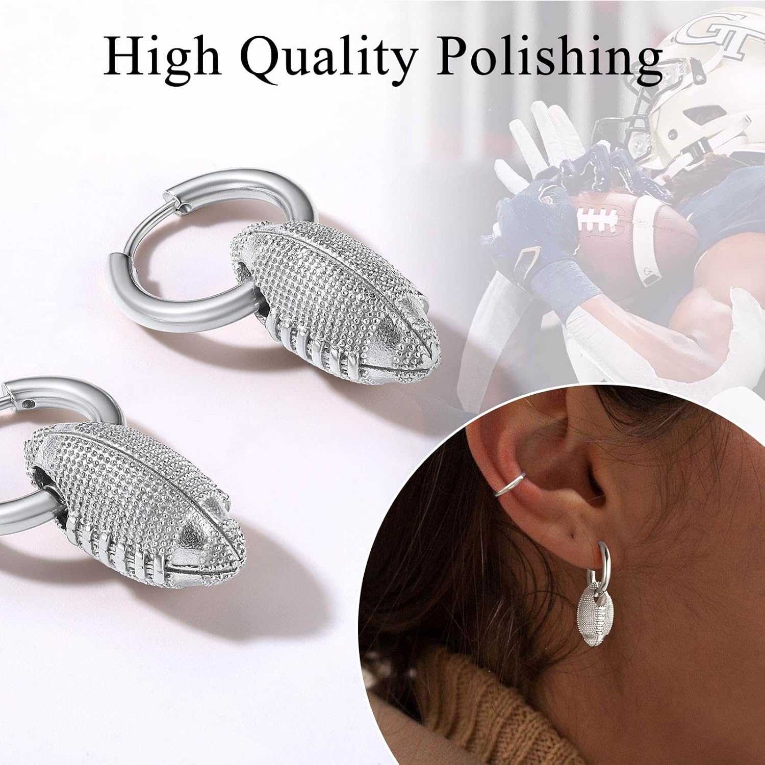 Rugby Huggie Hoop Earrings 