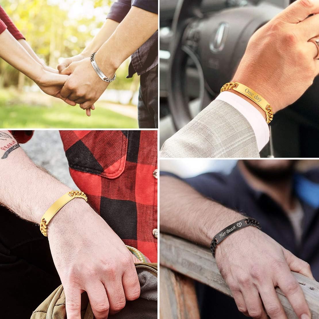 10mm Cuban Link Chain Name Bar ID Bracelets