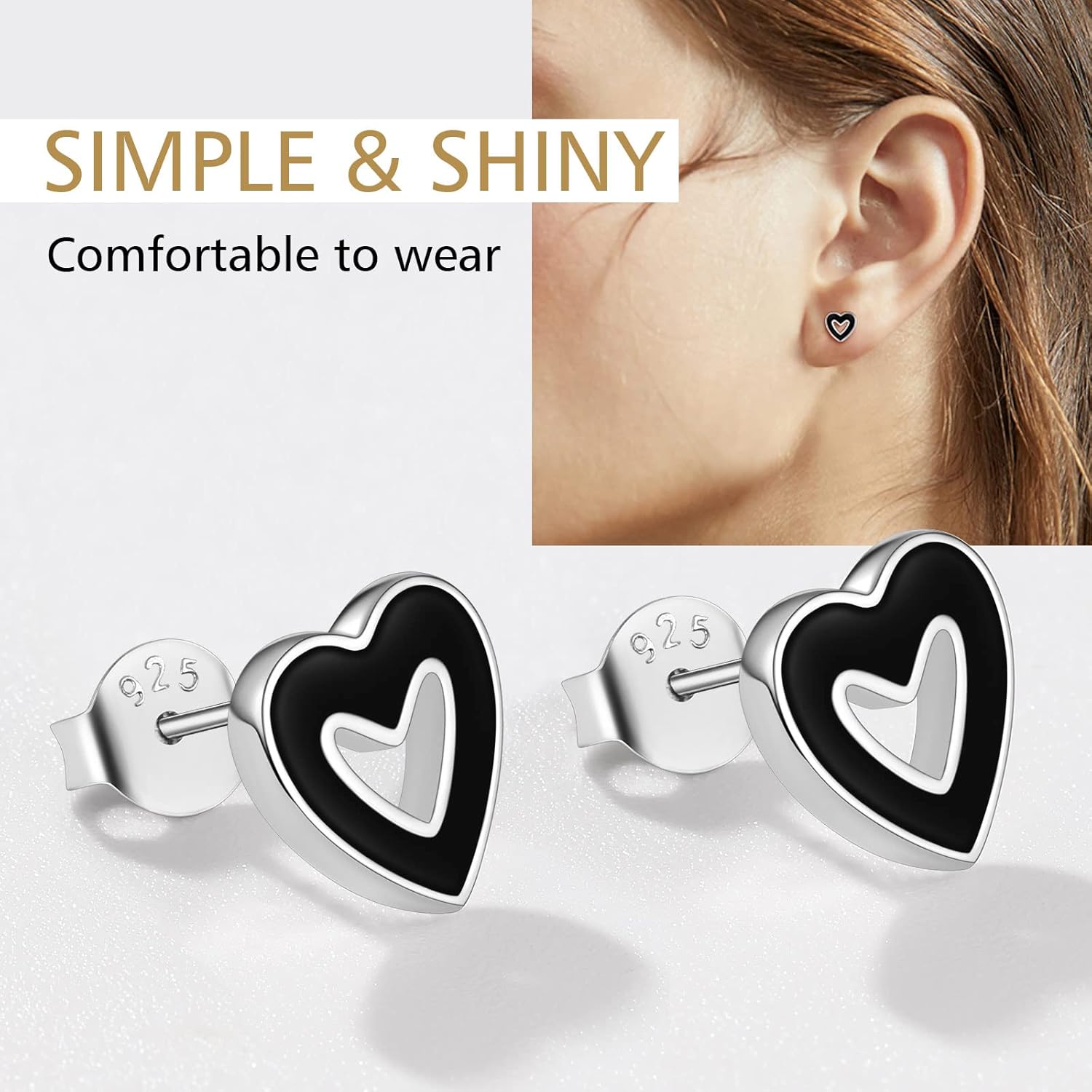 Cool Black Heart Tiny Studs Earrings