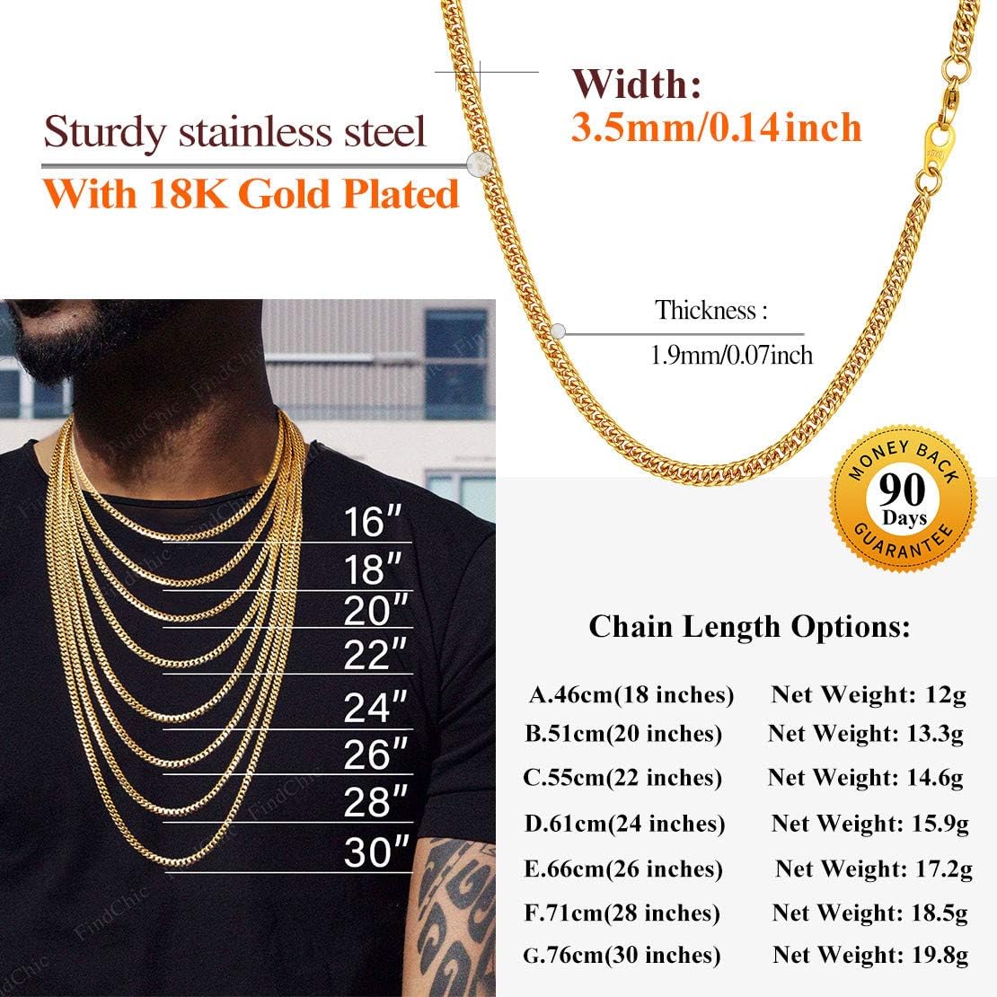 3.5MM Cuban Double Tight Curb Link Chain Necklace