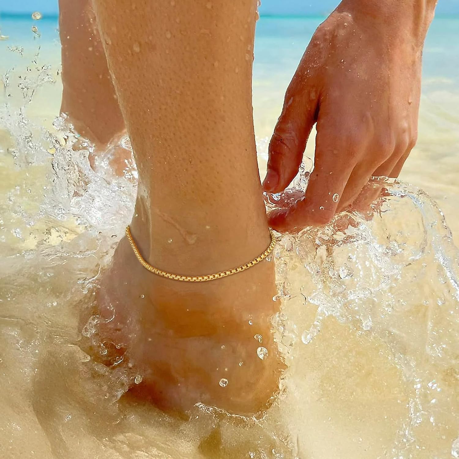 Stainless Steel Adjustable Box Link Chains Ankle