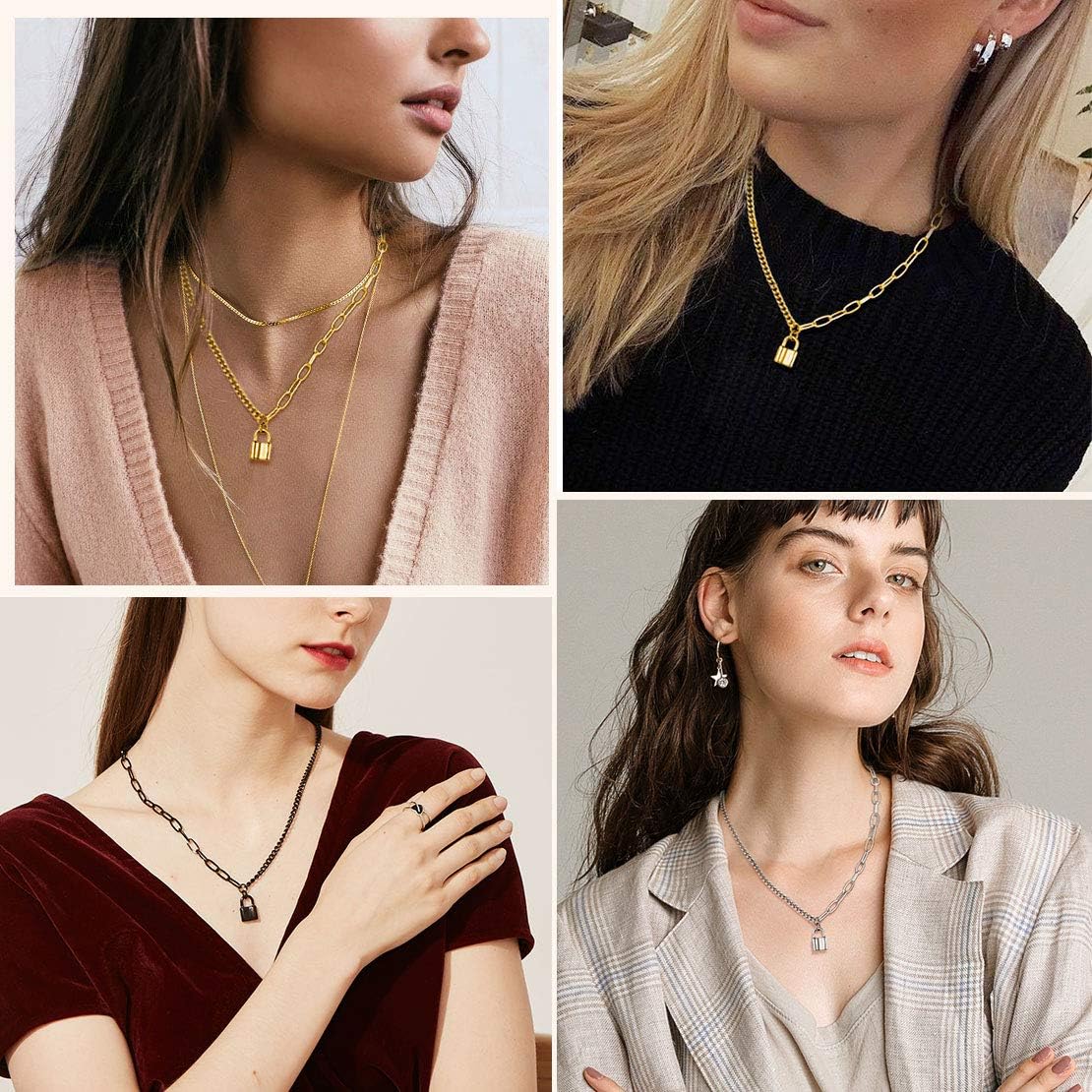 Padlock Pendant Friendship Statement Necklace 