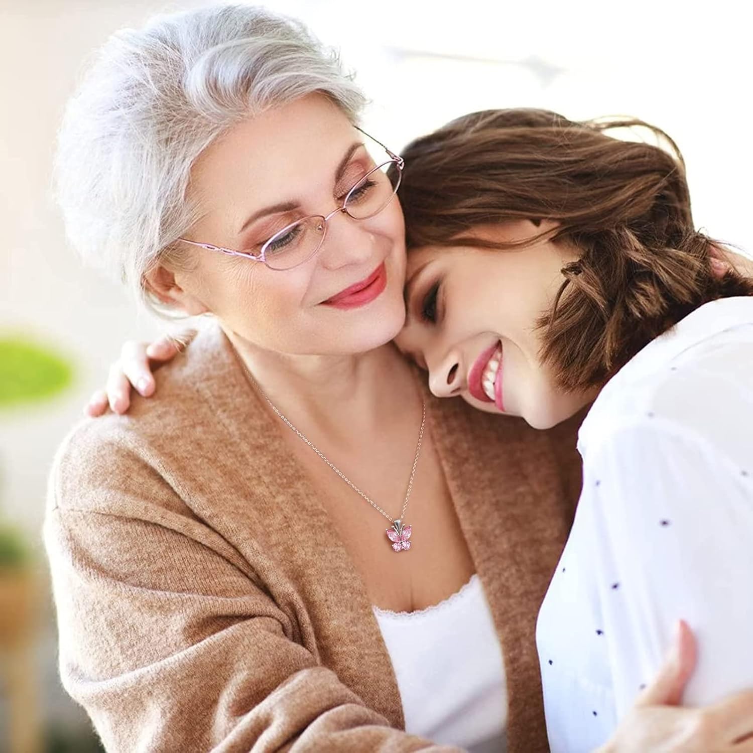 Dazzling October Tourmaline Butterfly Birthstone Necklace