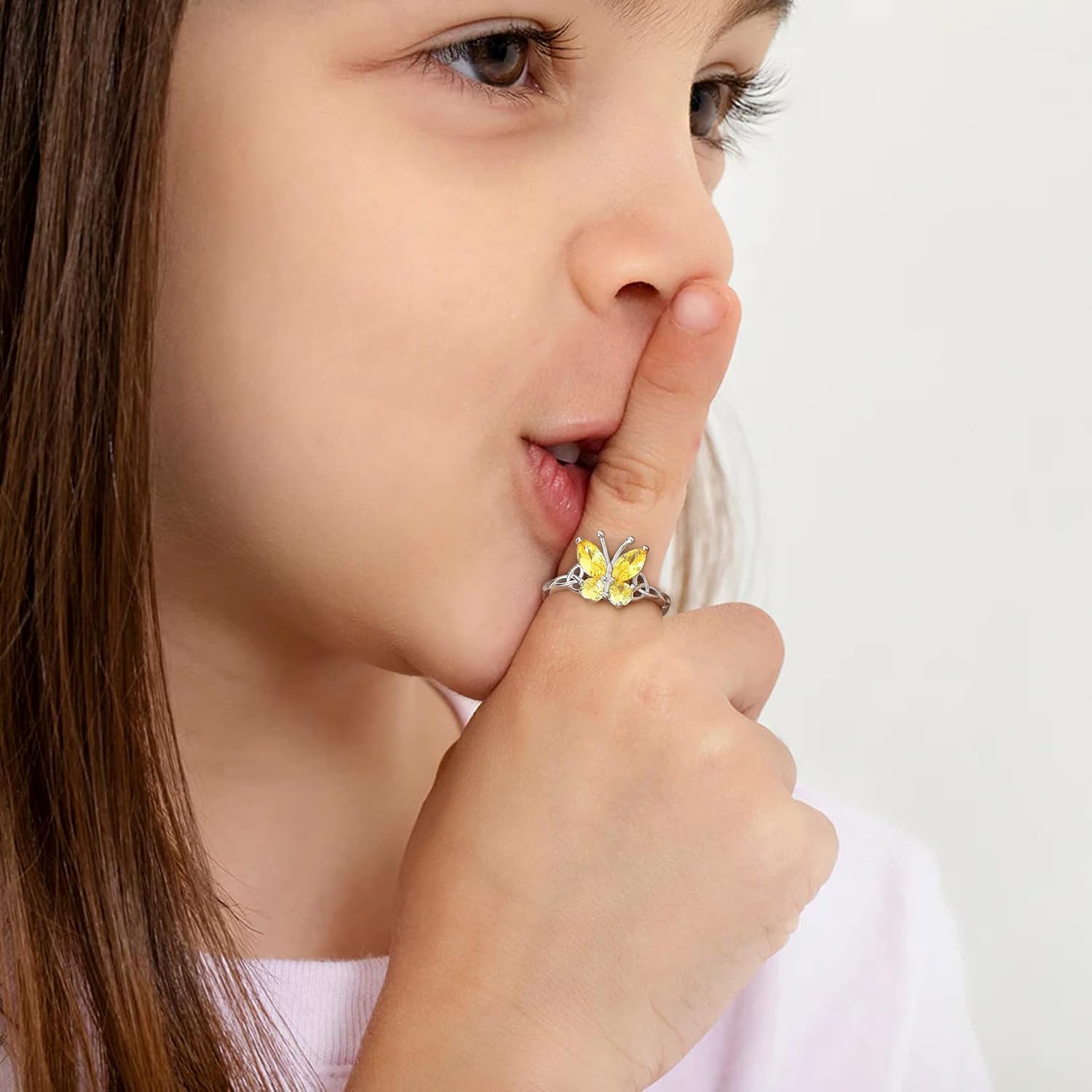 November Citrine Butterfly Birthstone Stackable Rings
