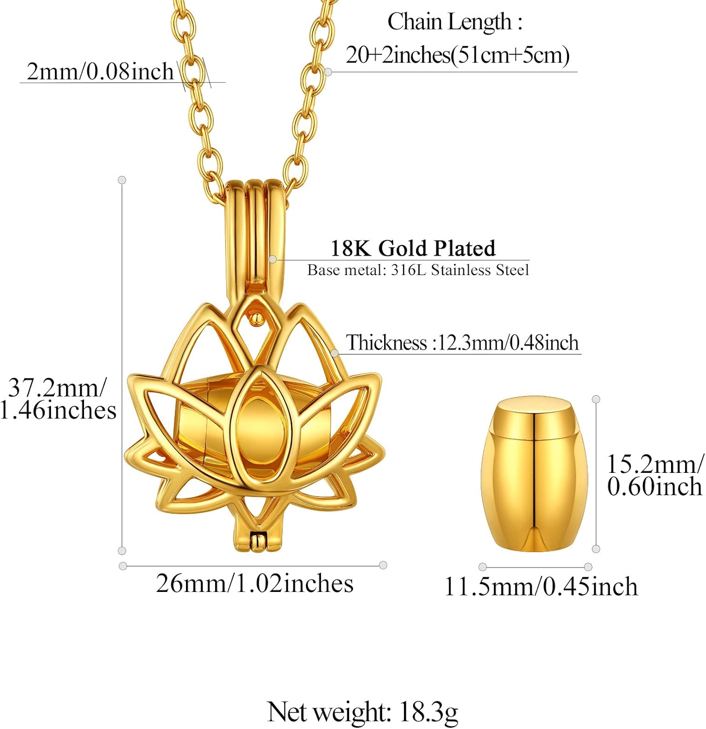 lotus Urn Ashes Pendant Necklaces