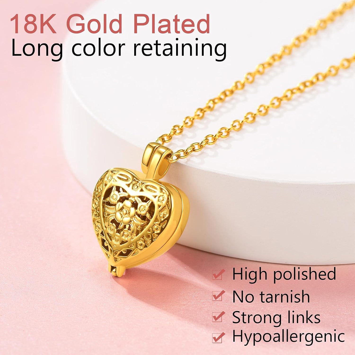 Hollow heart Vintage Urn Necklaces