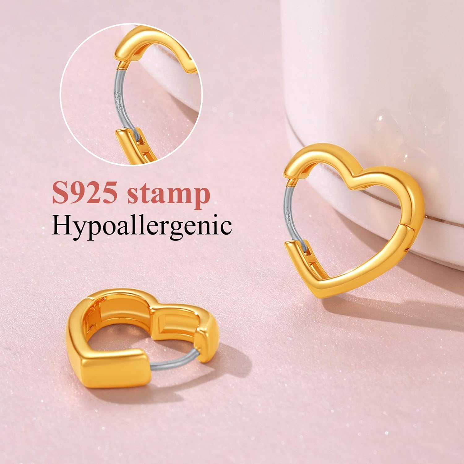 Hollow Heart Cute Small Huggie Hoops Earrings
