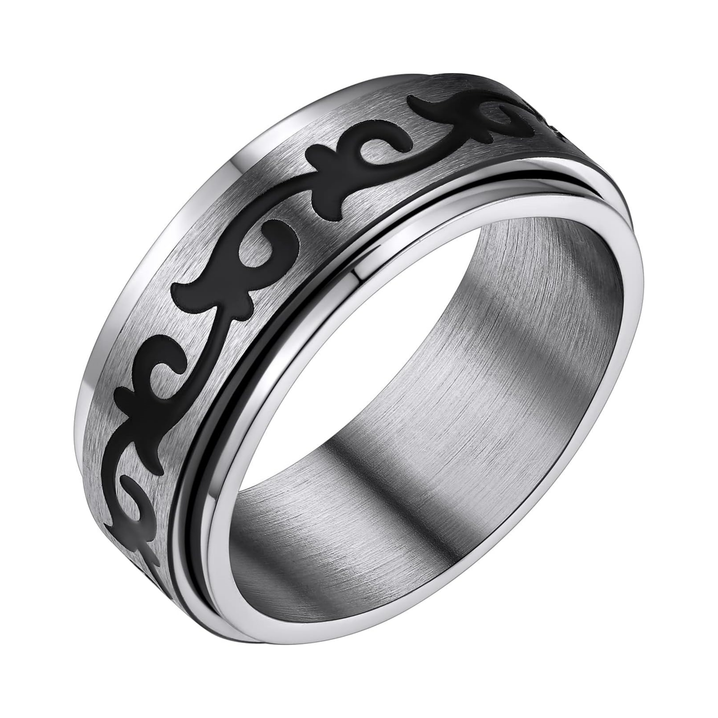 Rattan Pattern Spinner Band Rings