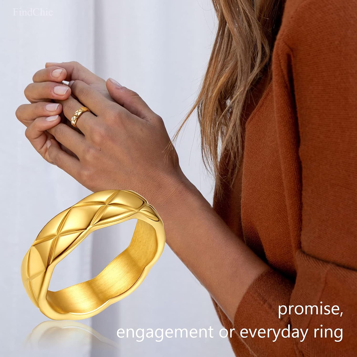 Width 6mm Criss Crossover Patterned Knuckle Band Rings