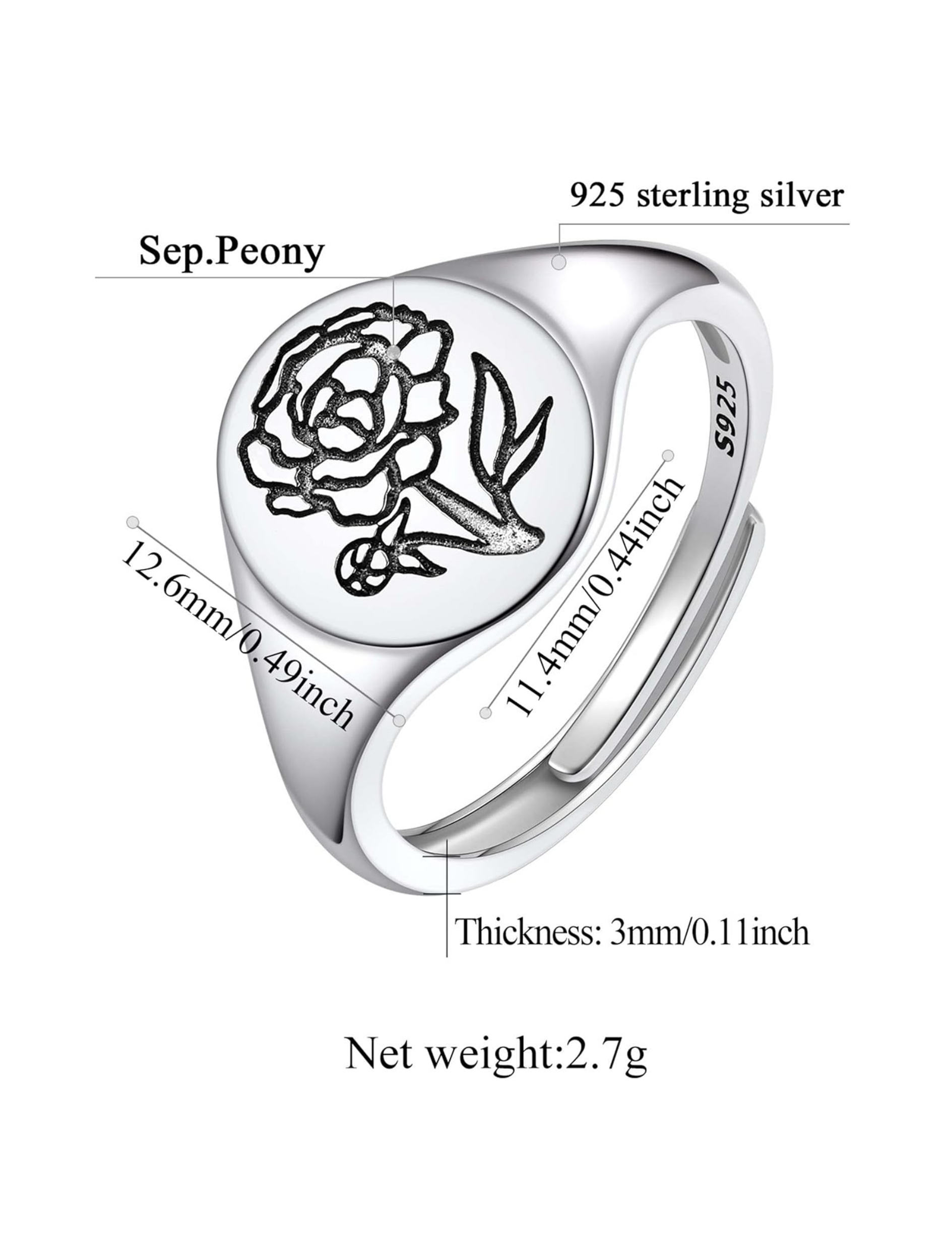 Birth Month Flower Signet Ring