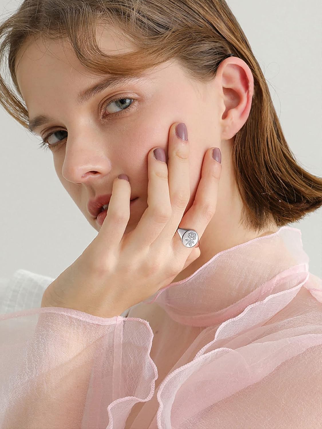 Birth Month Flower Signet Ring