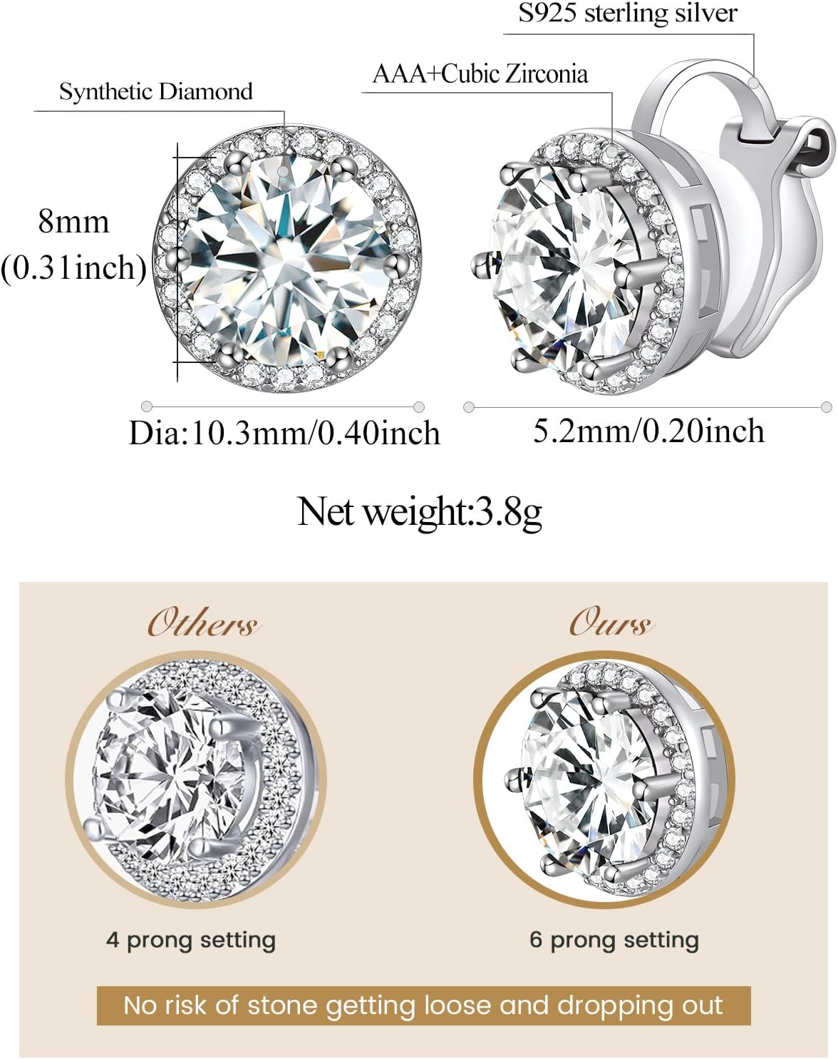 Clip on Round Birthstone Stud Earrings