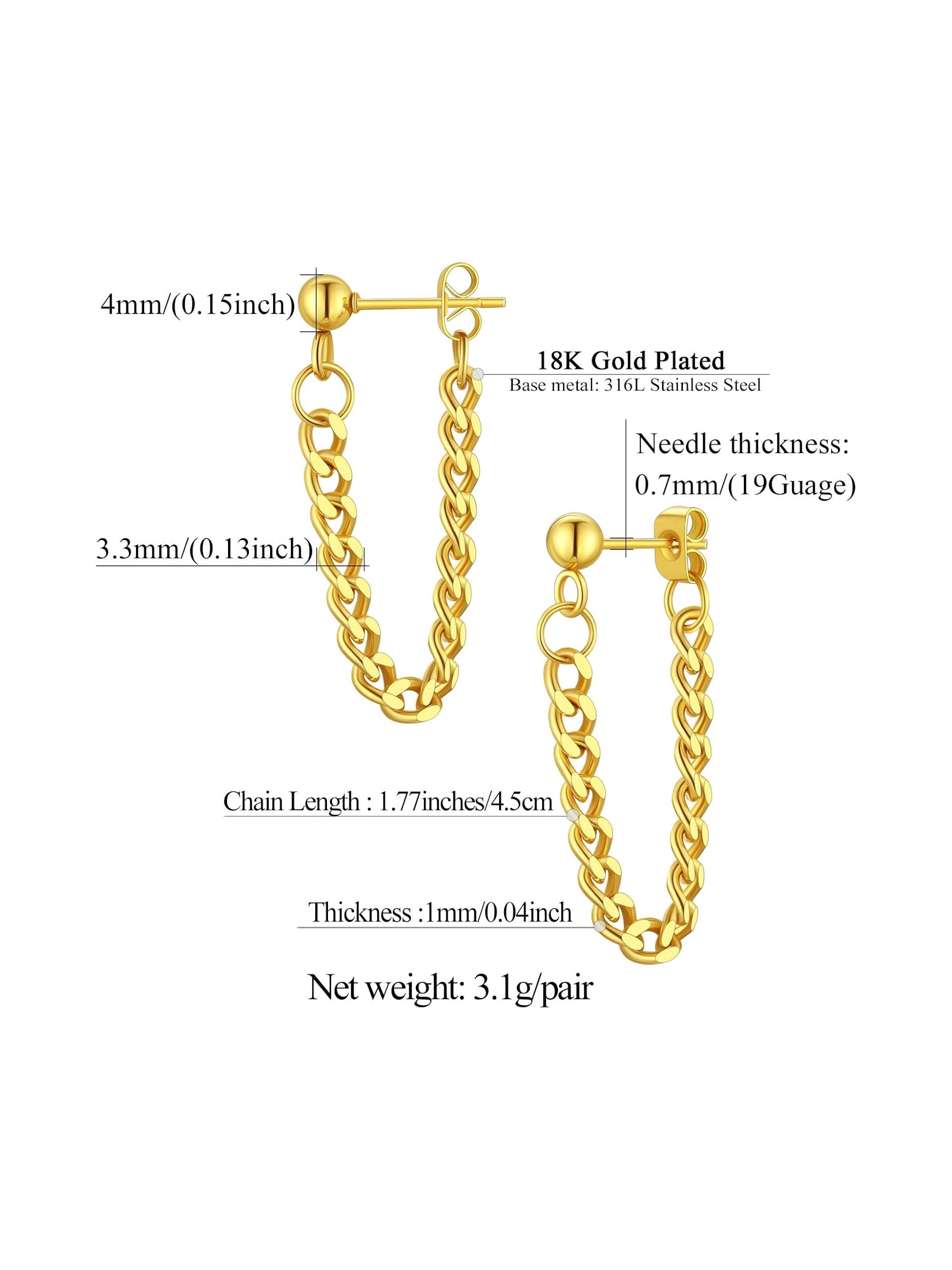 Chain Link Tassel Dangle Earrings