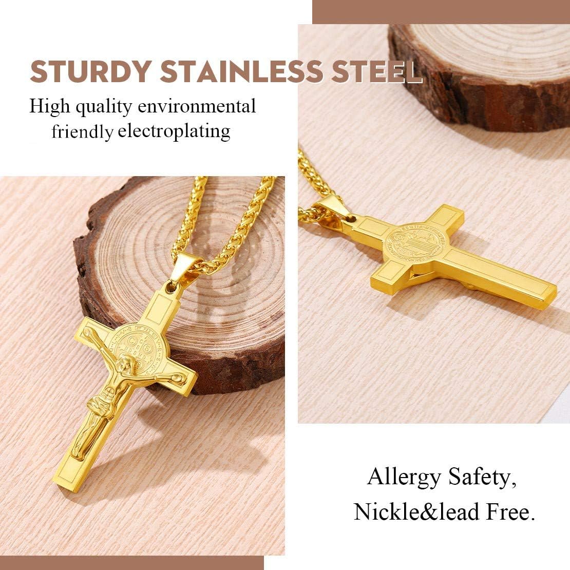Cross Crucifix Jesus Lord's Prayer Pendant Necklace