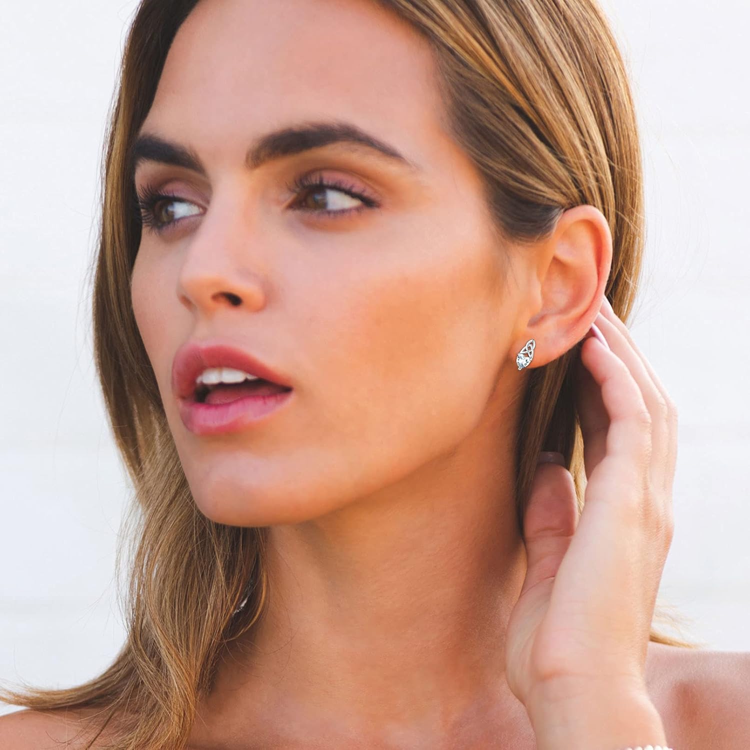 Brilliant Heart Cut Birthstone & Celtic Knot Stud Earrings