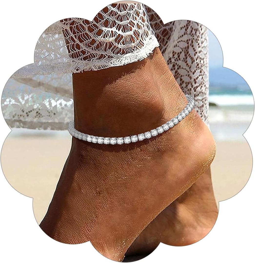 Sparkling Cubic Zirconia Diamond Chain Ankle 
