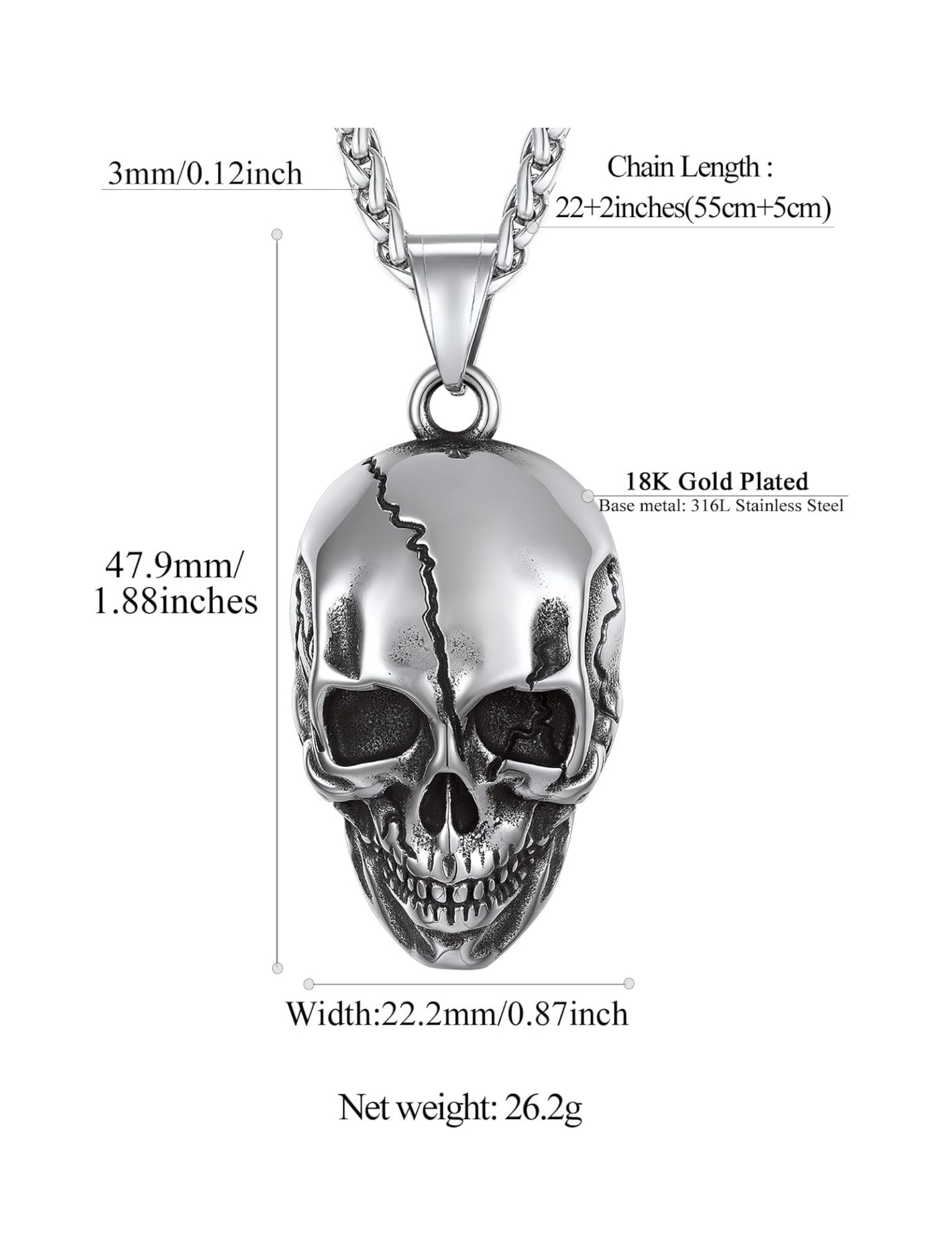 Skull Fissured Head Pendant Necklaces