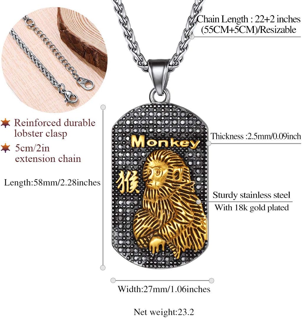 Year of the Monkey Horoscope Antiqued Finish Zodiac Sign Necklaces 
