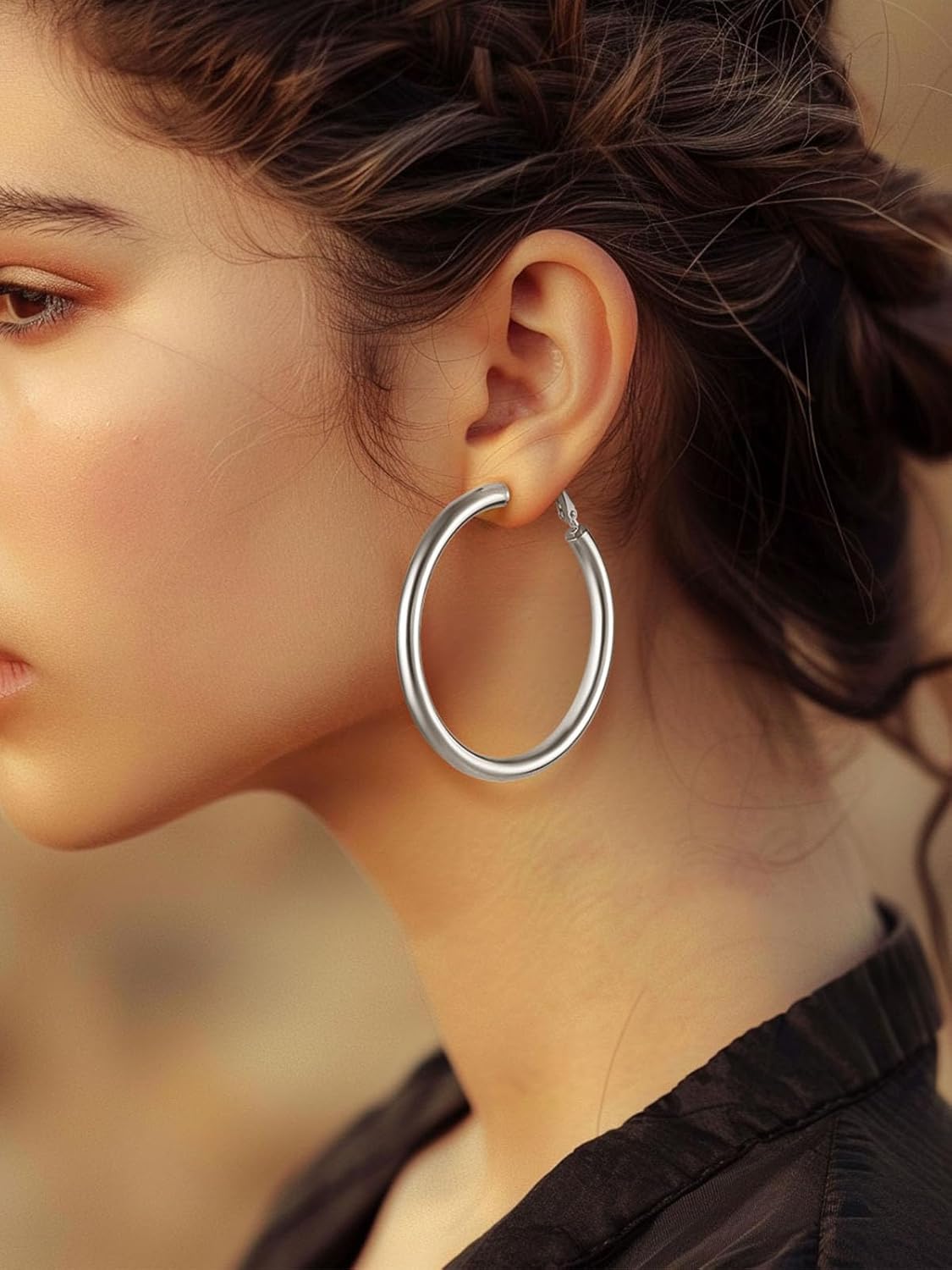 Classic Stainless Steel Tube Hoop Rounded Loop Earrings