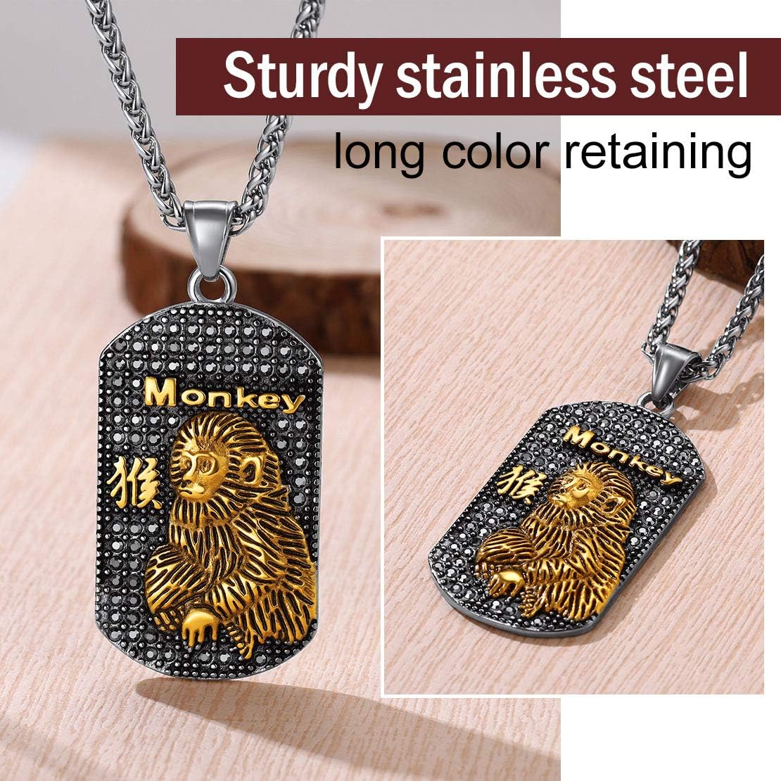 Year of the Monkey Horoscope Antiqued Finish Zodiac Sign Necklaces 
