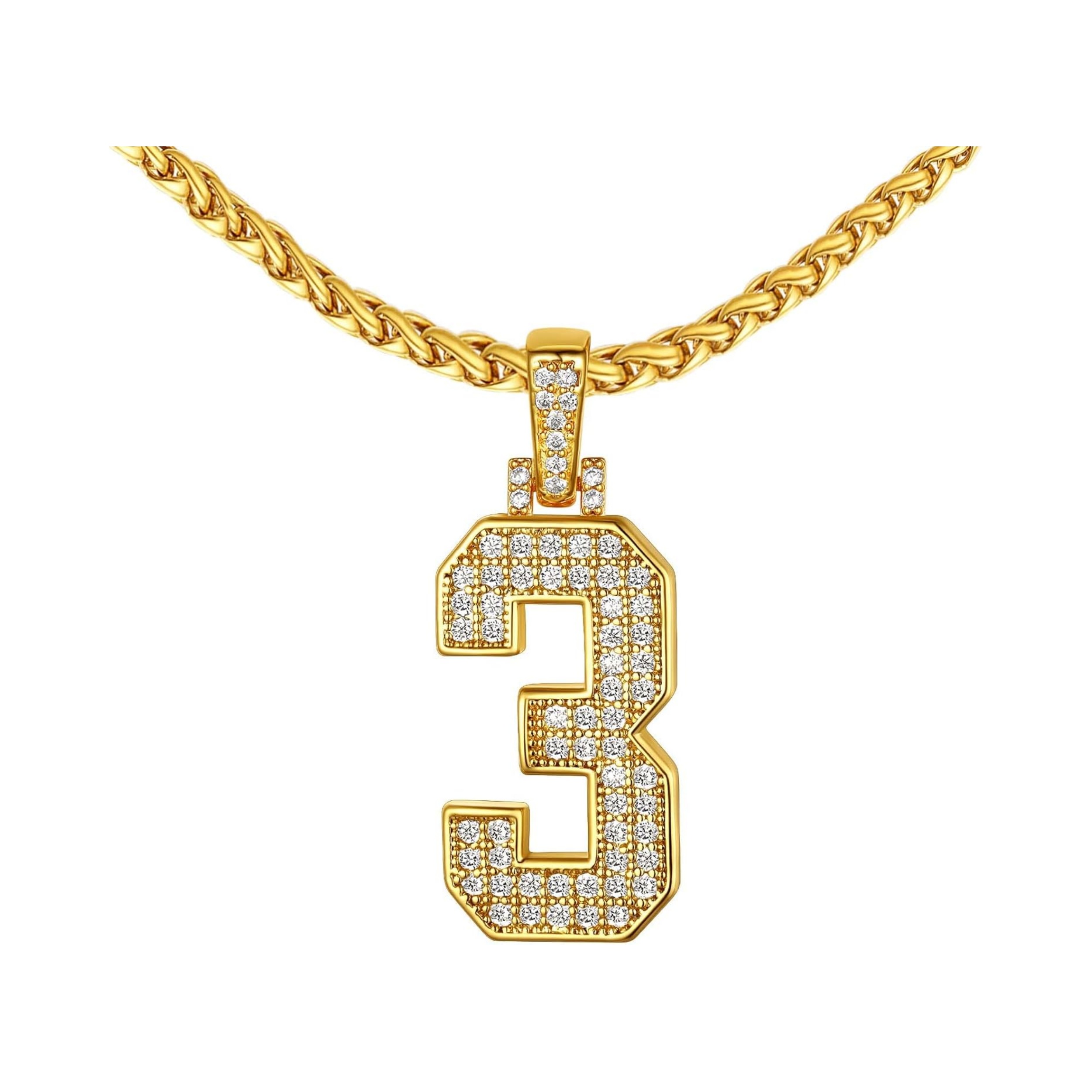 18K Gold Plated Zirconia Number Chain Necklaces